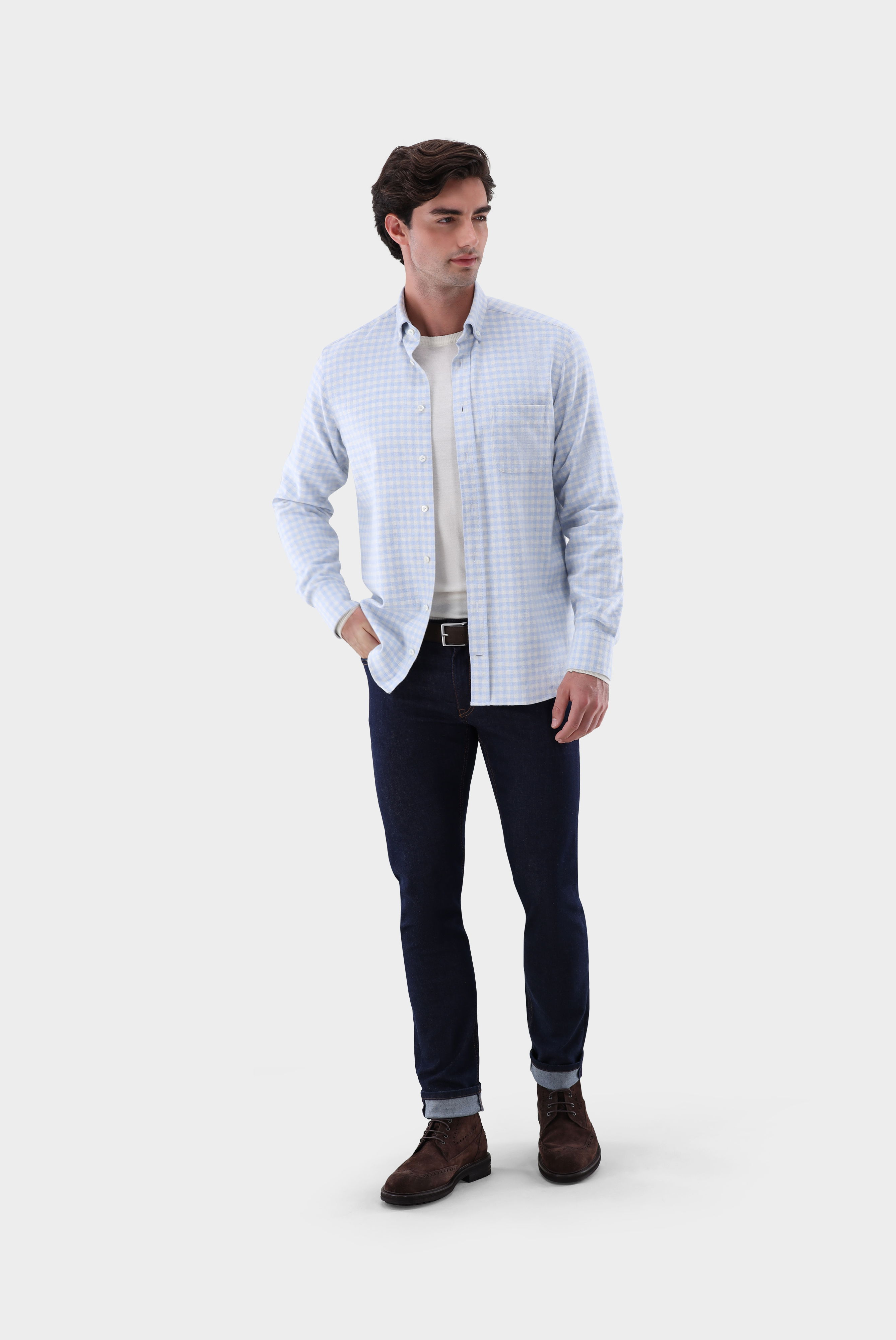 Flanellhemd kariert Tailor Fit günstig online kaufen