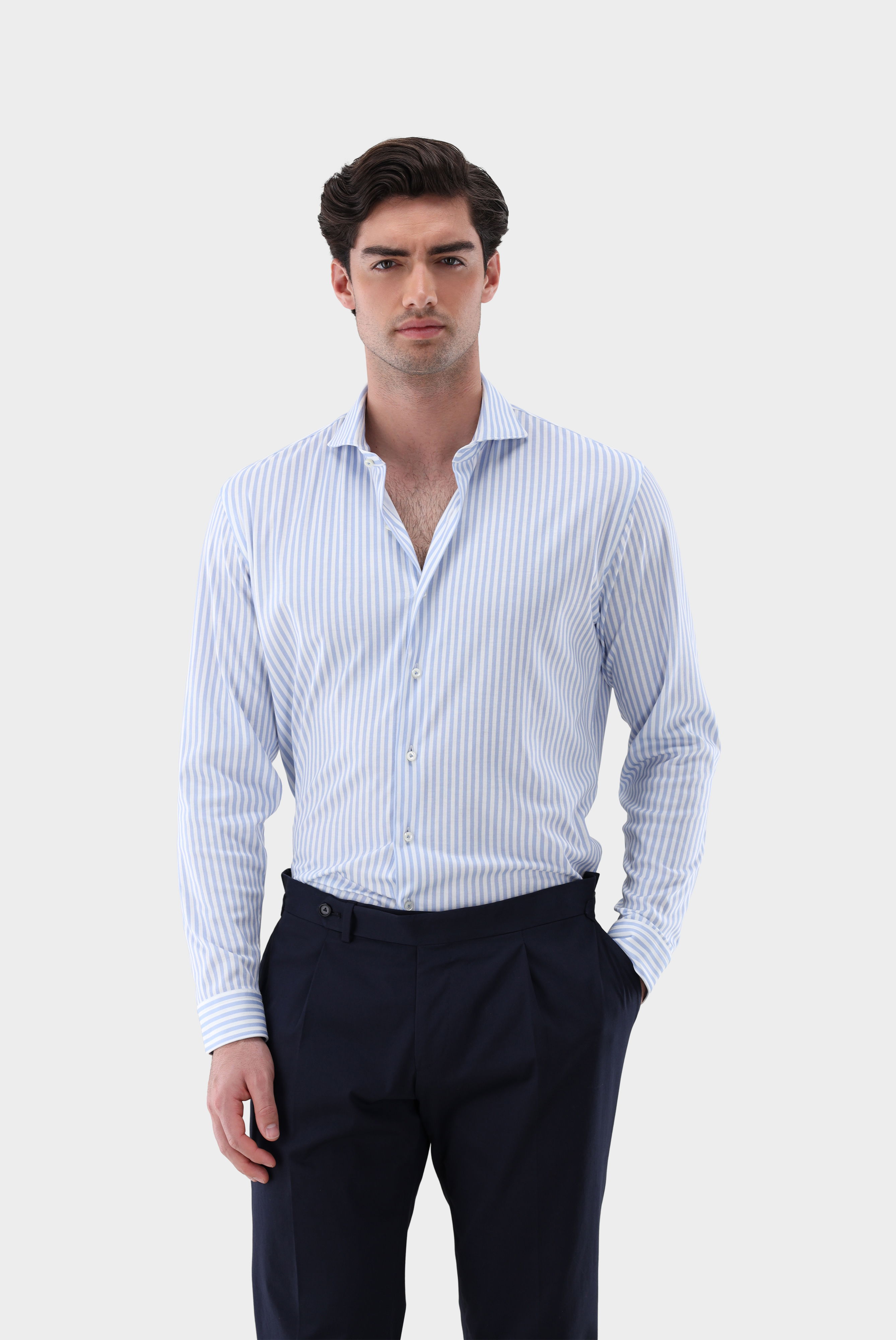 Jerseyhemd aus Schweizer Baumwolle mit Streifendruck