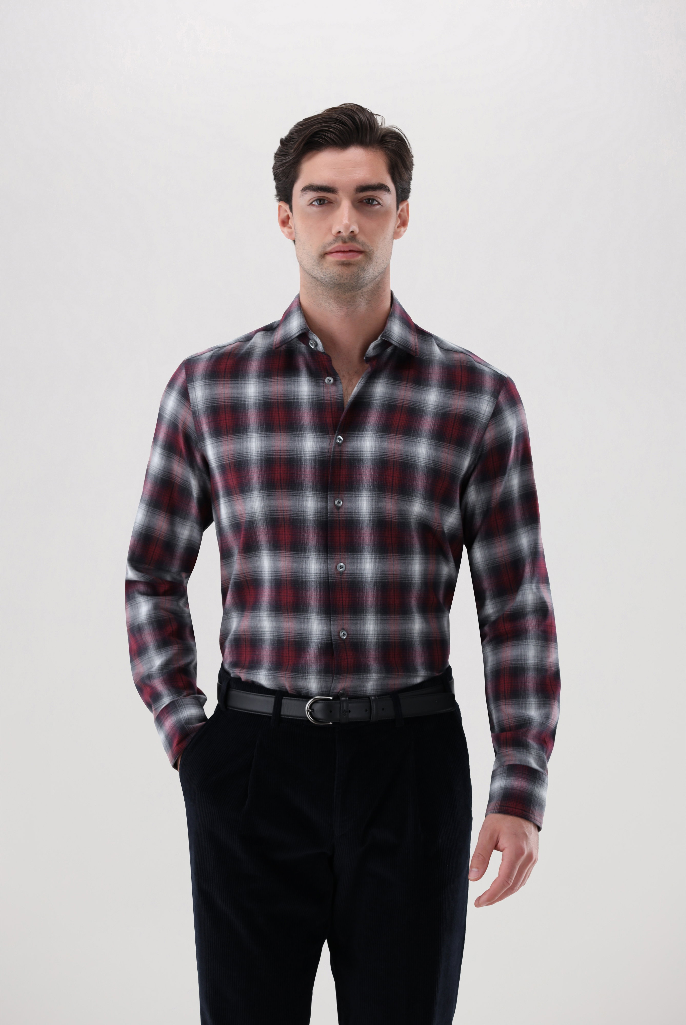 Checked Flanell Shirt with Kent collar