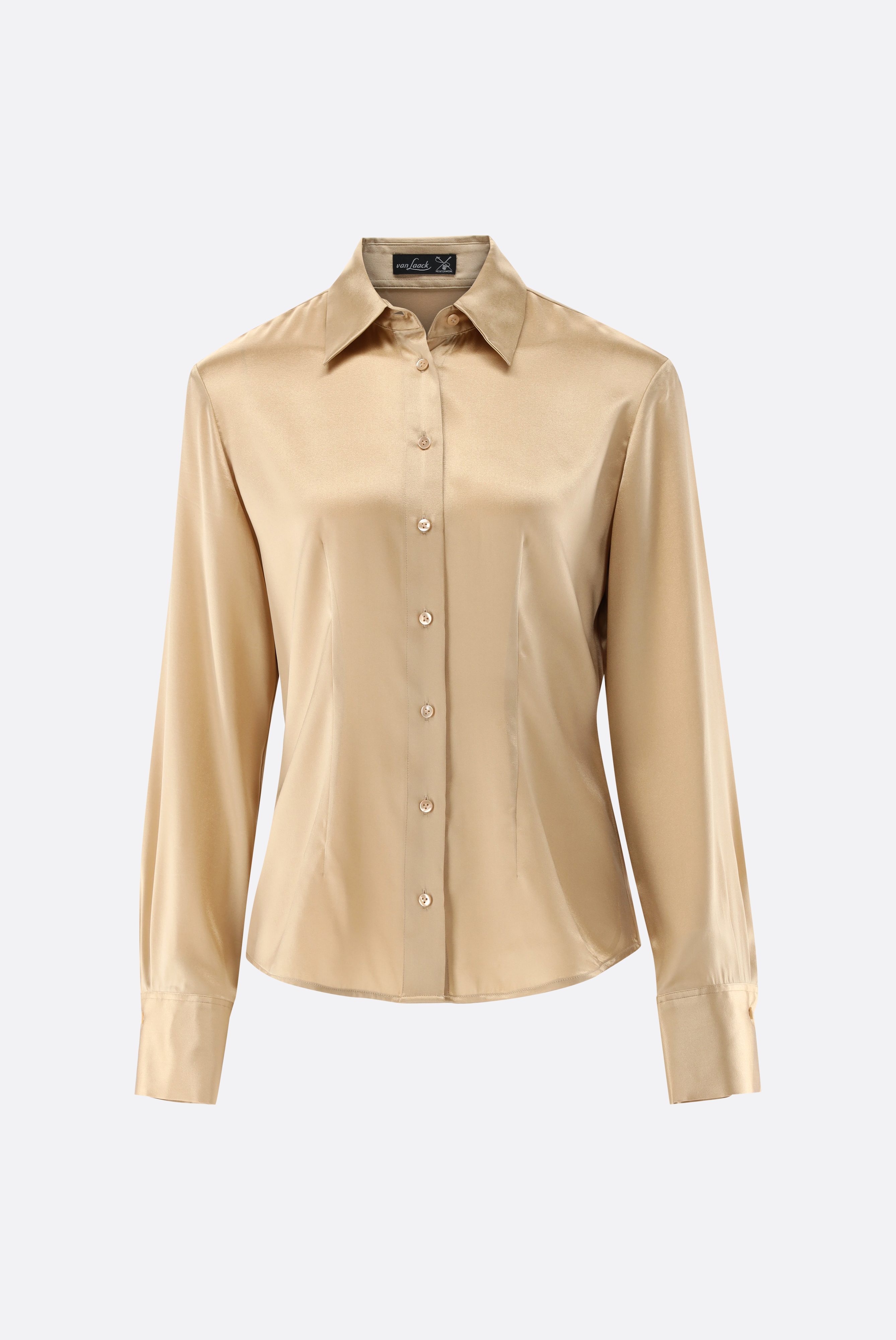 Hemdbluse tailliert aus Seidensatin-Stretch günstig online kaufen