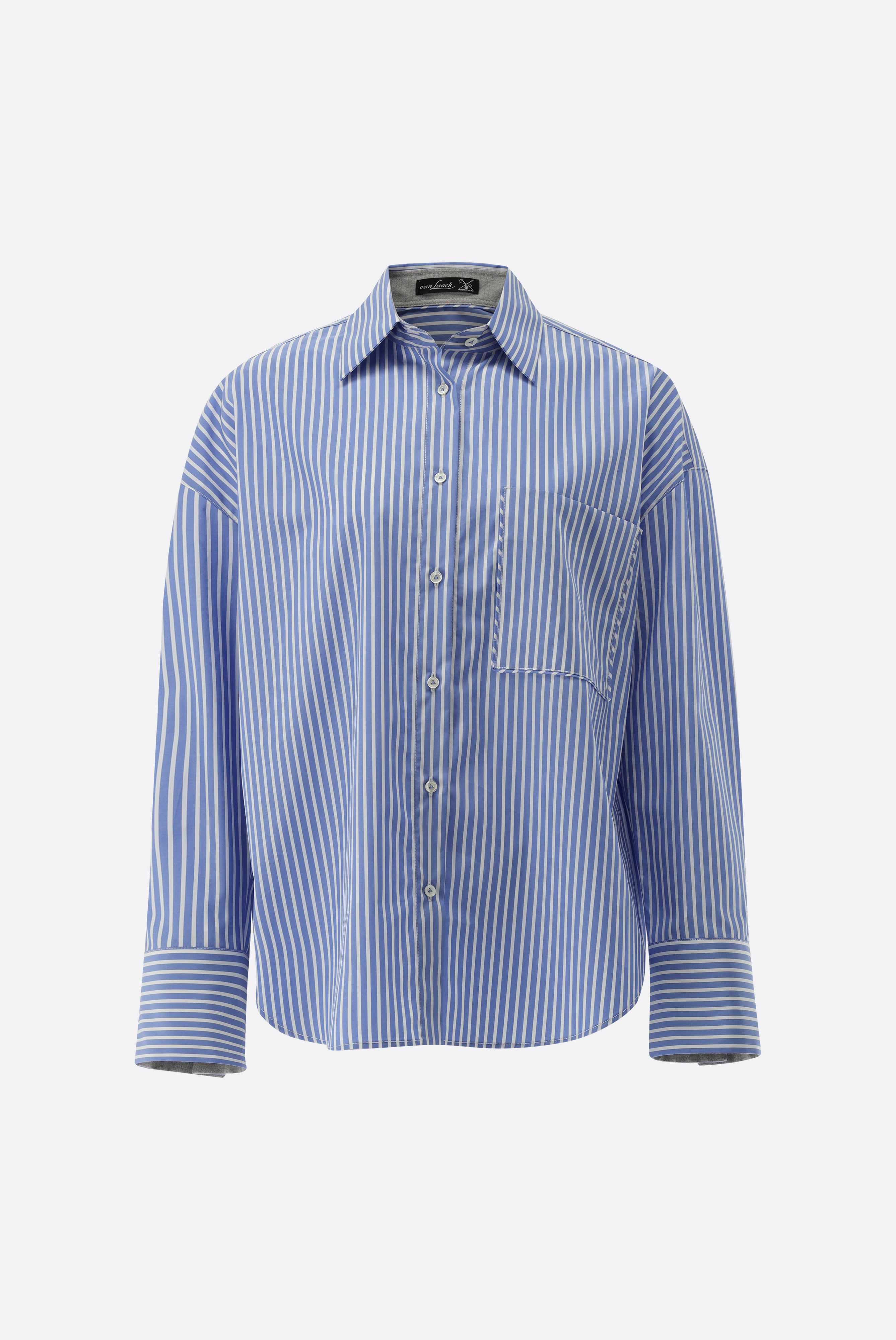 Gestreifte Bluse Loose Fit mit Brusttasche und Kellerfalte