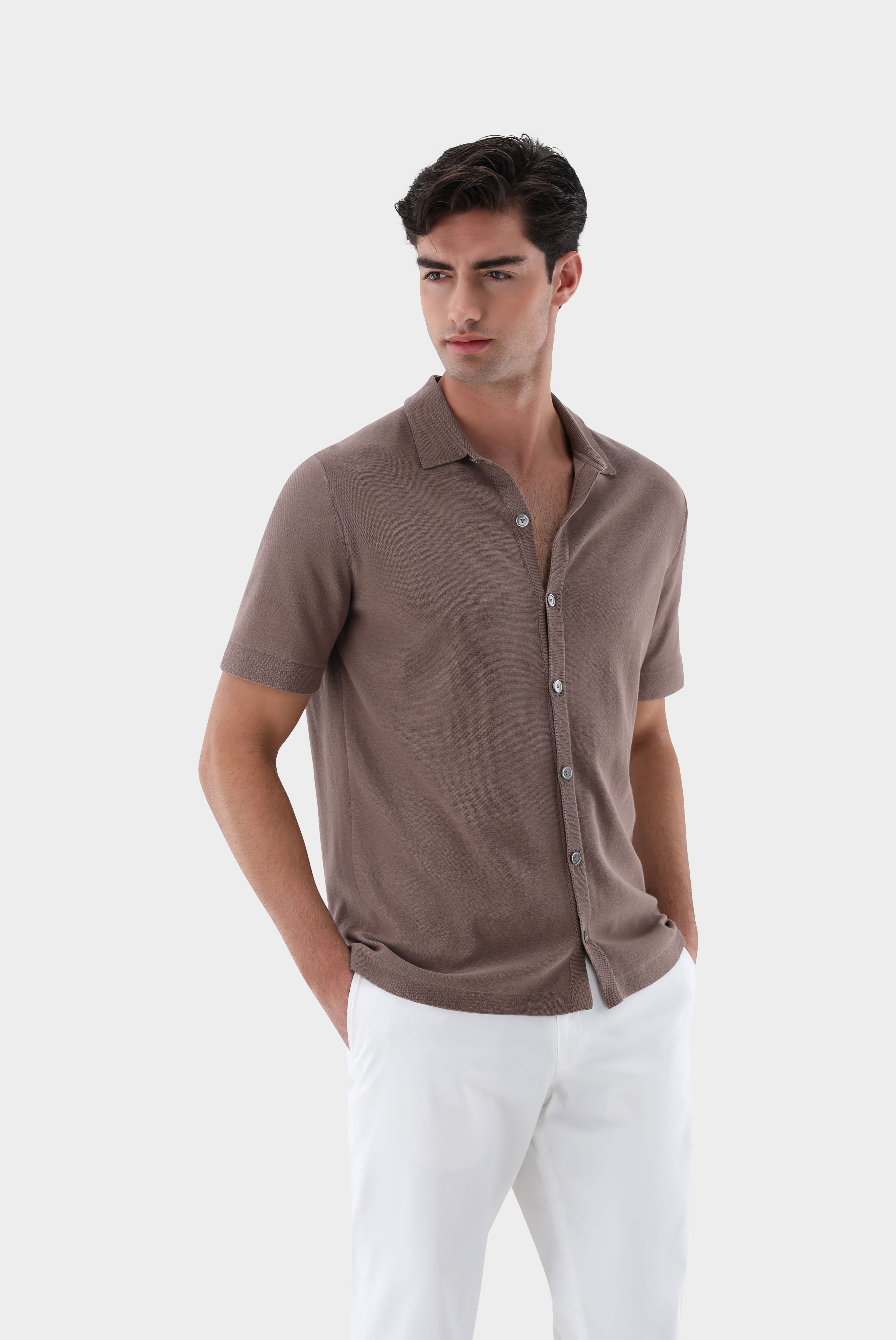 Strickhemd mit kurzarm aus Air Cotton