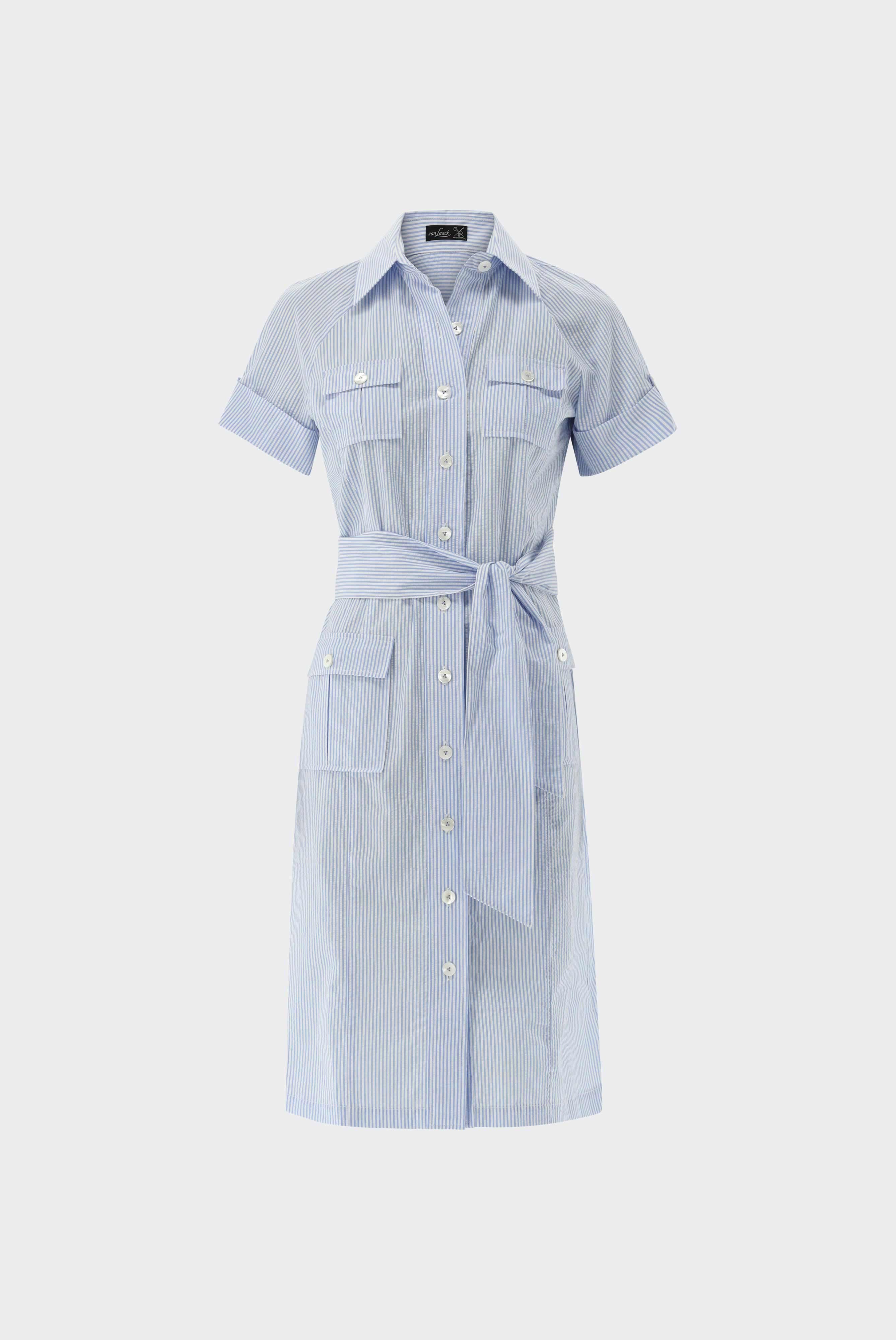 Dresses & Skirts+Cotton seersucker shirt dress with pockets+05.6056.FW.151054.720.32