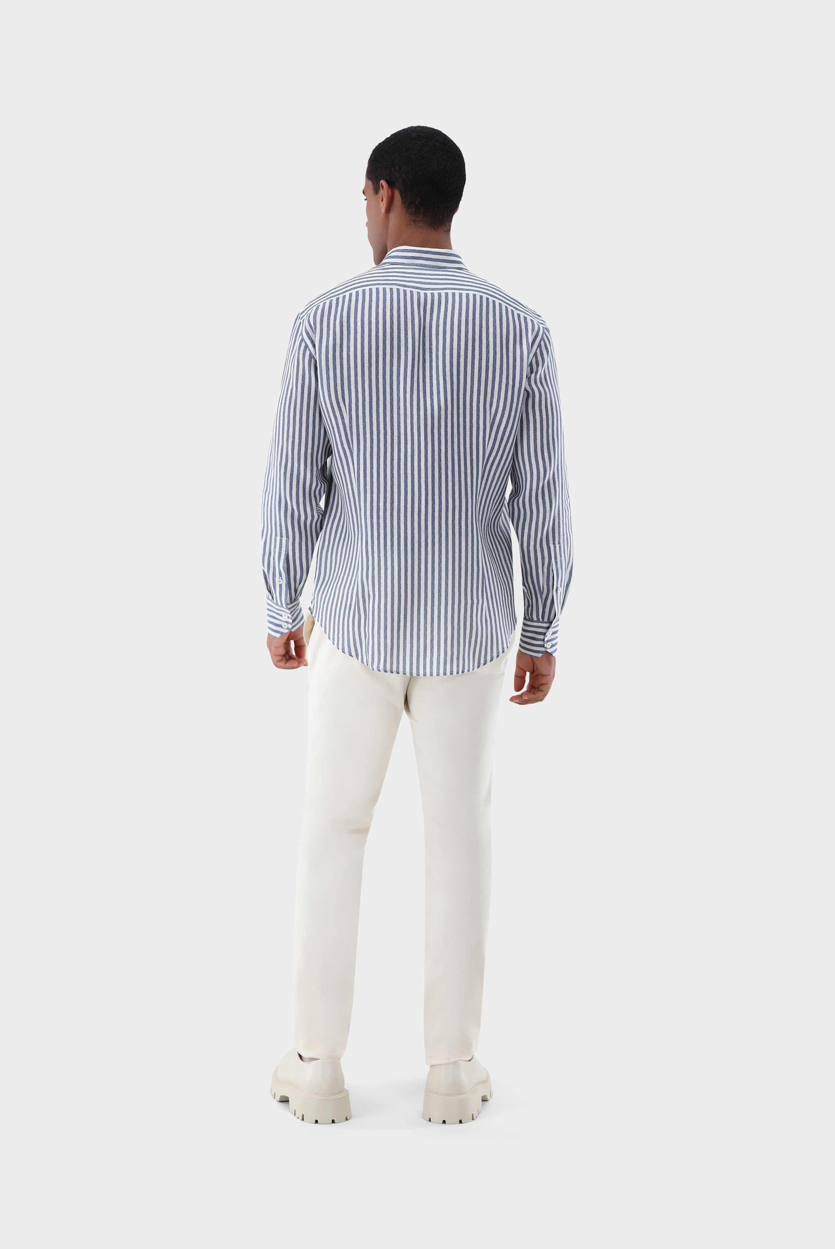 Casual Shirts+Linen Stripe Print Shirt Tailor Fit+20.2013.9V.170352.780.41