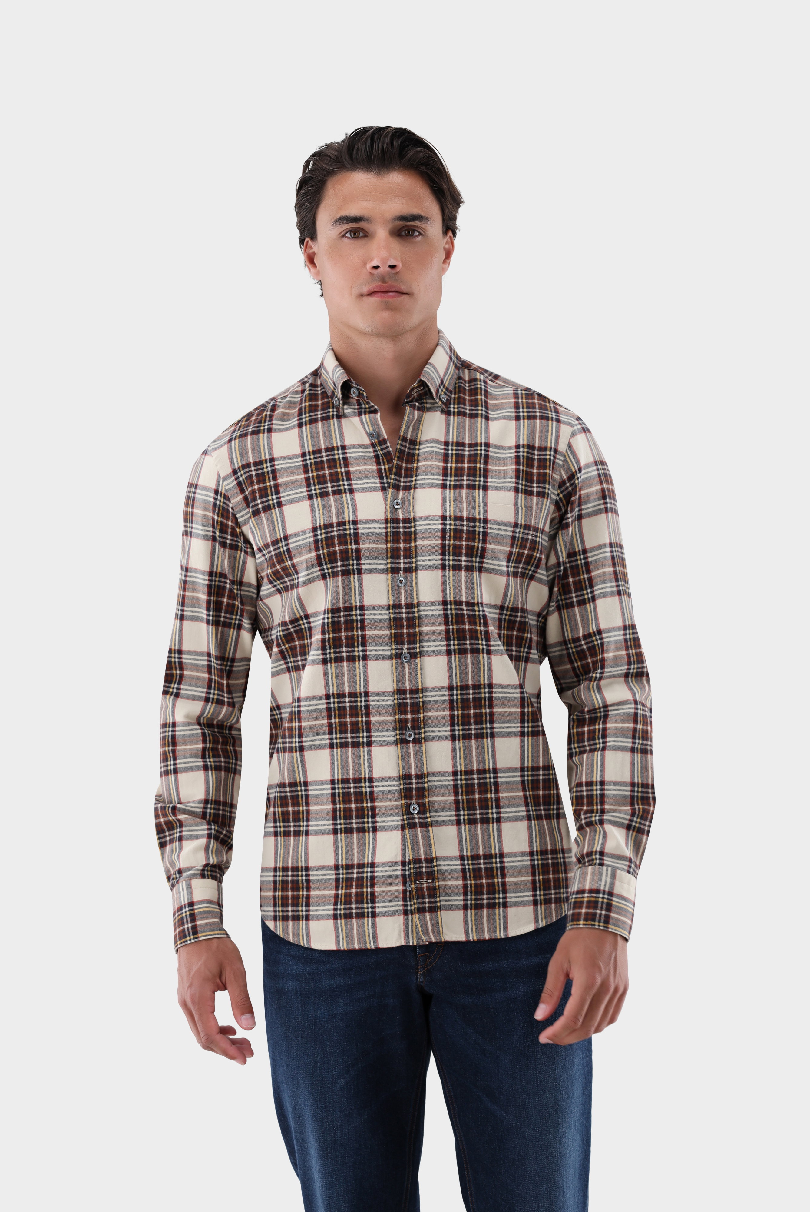 Kariertes Flanellhemd mit Button-Down-Kragen