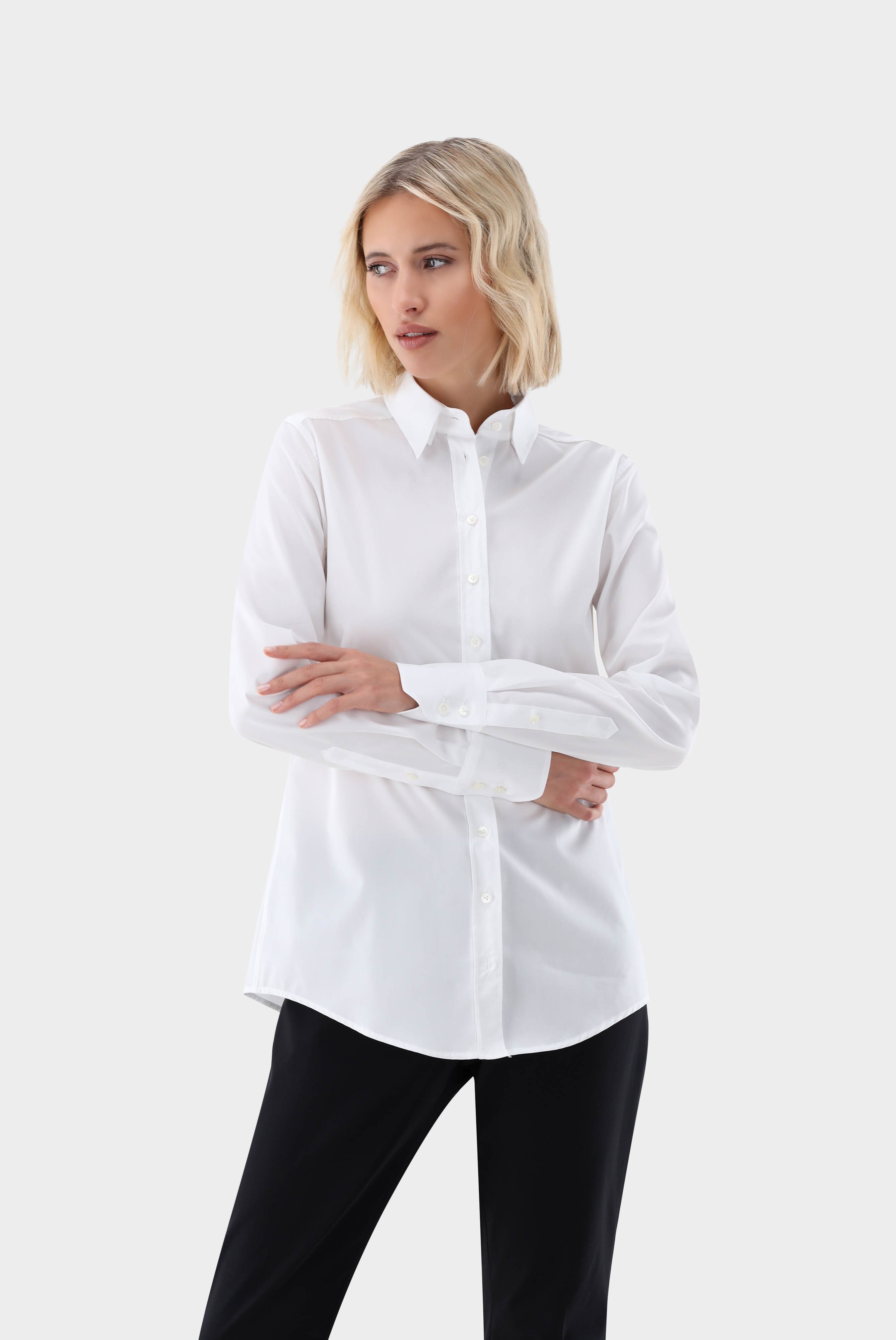 Business Blouses+Poplin Shirt Blouse with Button Down Collar+05.516T.73.130648.000.38