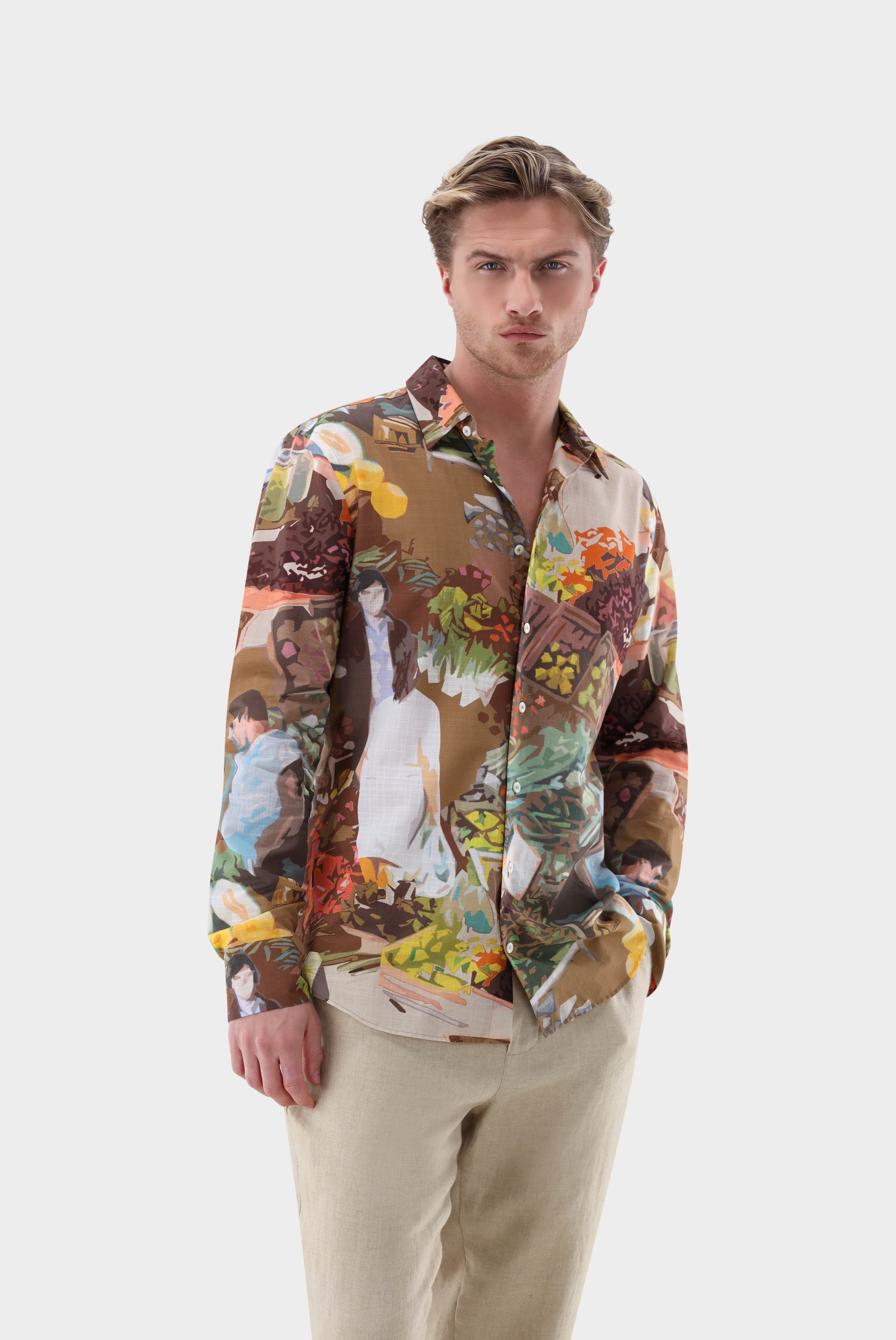 Structured Cotton-Voile Shirt with Print