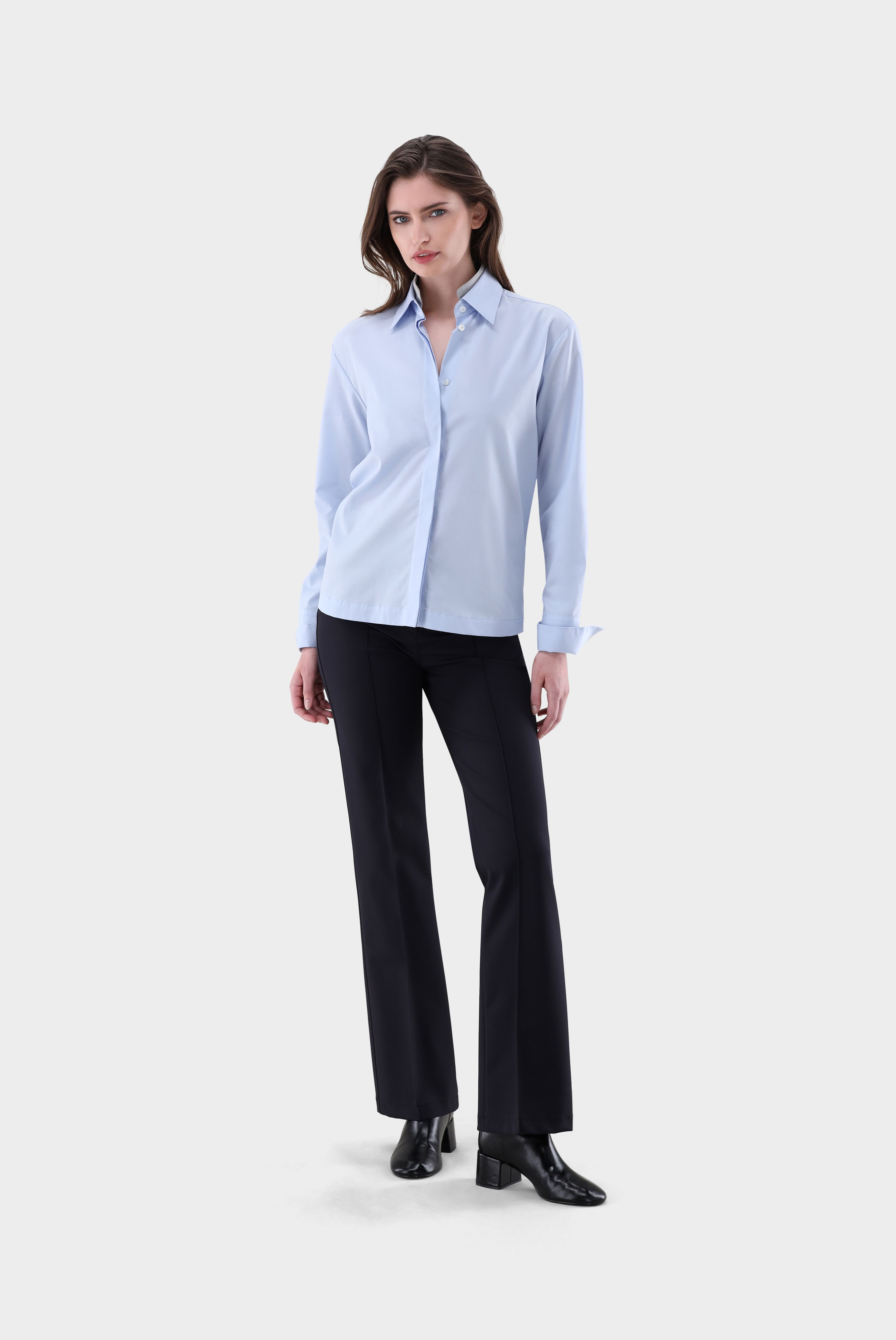Bluse mit abnehmbaren Kragen und glänzenden Details günstig online kaufen