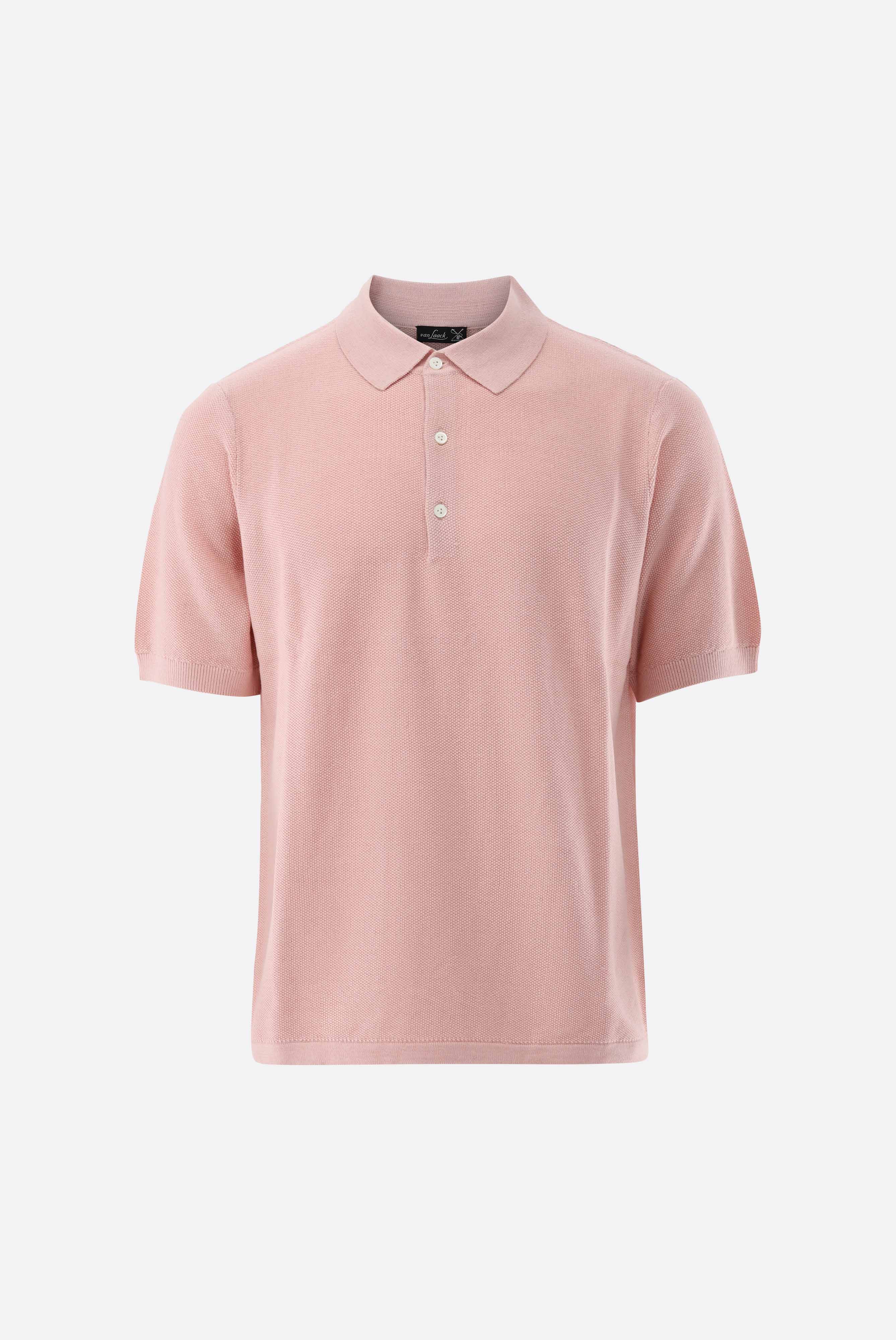 Knitted poloshirt with rice grain look