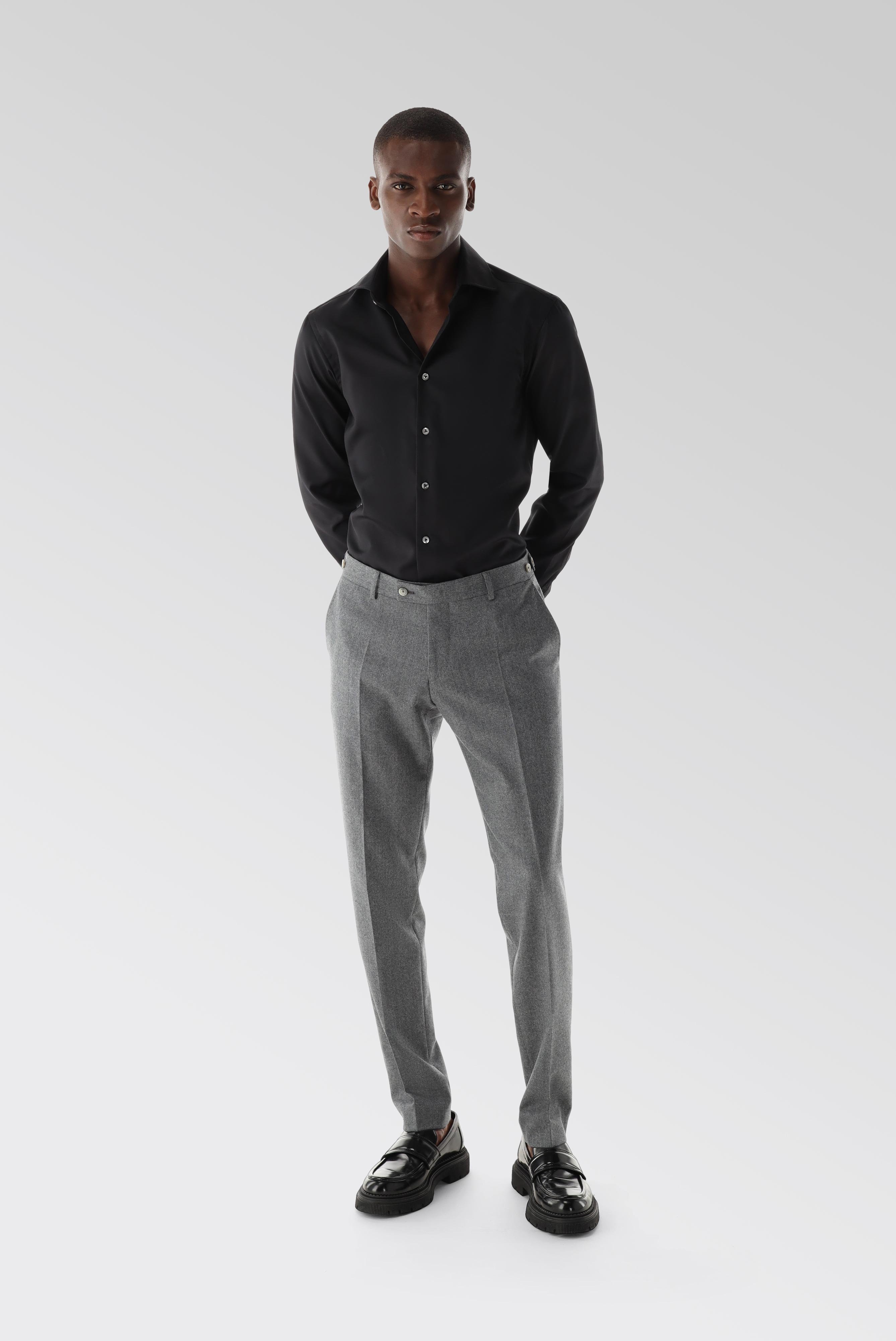 Jeans & Hosen+Hose mit Bundfalte aus Woll-Flanell Slim Fit+20.7854.16.H00029.040.50