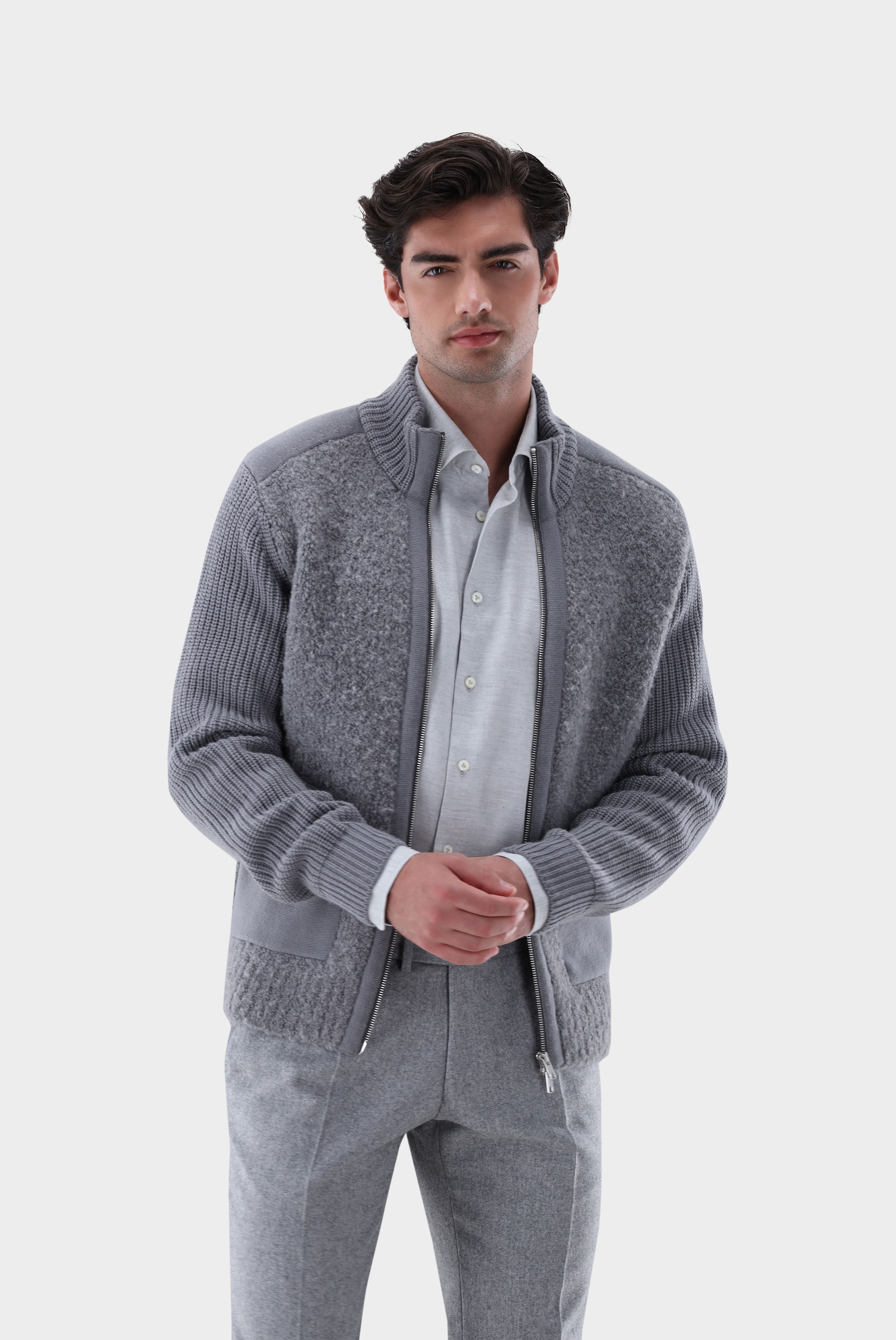 Strickjacke mit Teddy Struktur