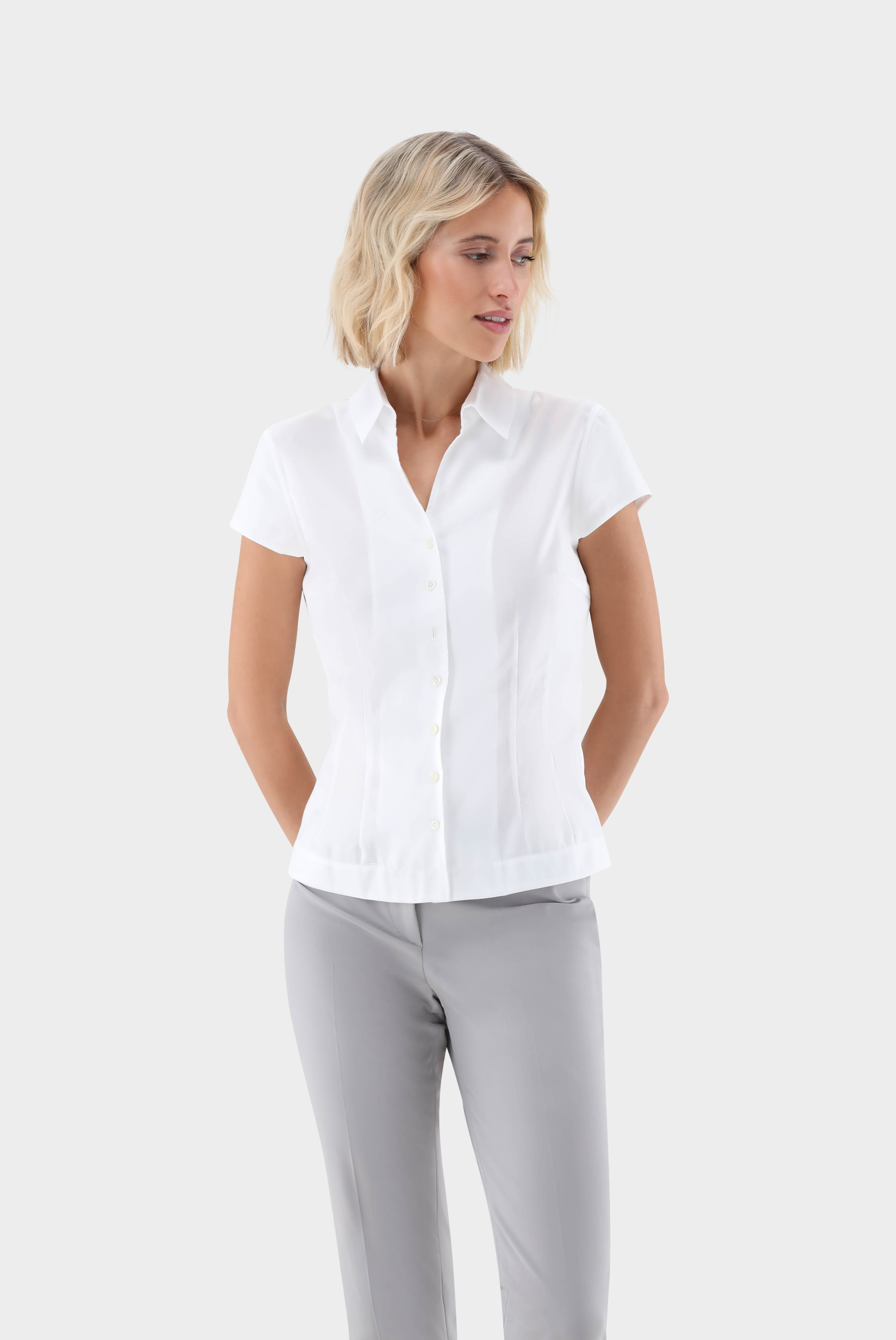 Natté Kurzarm Hemdbluse