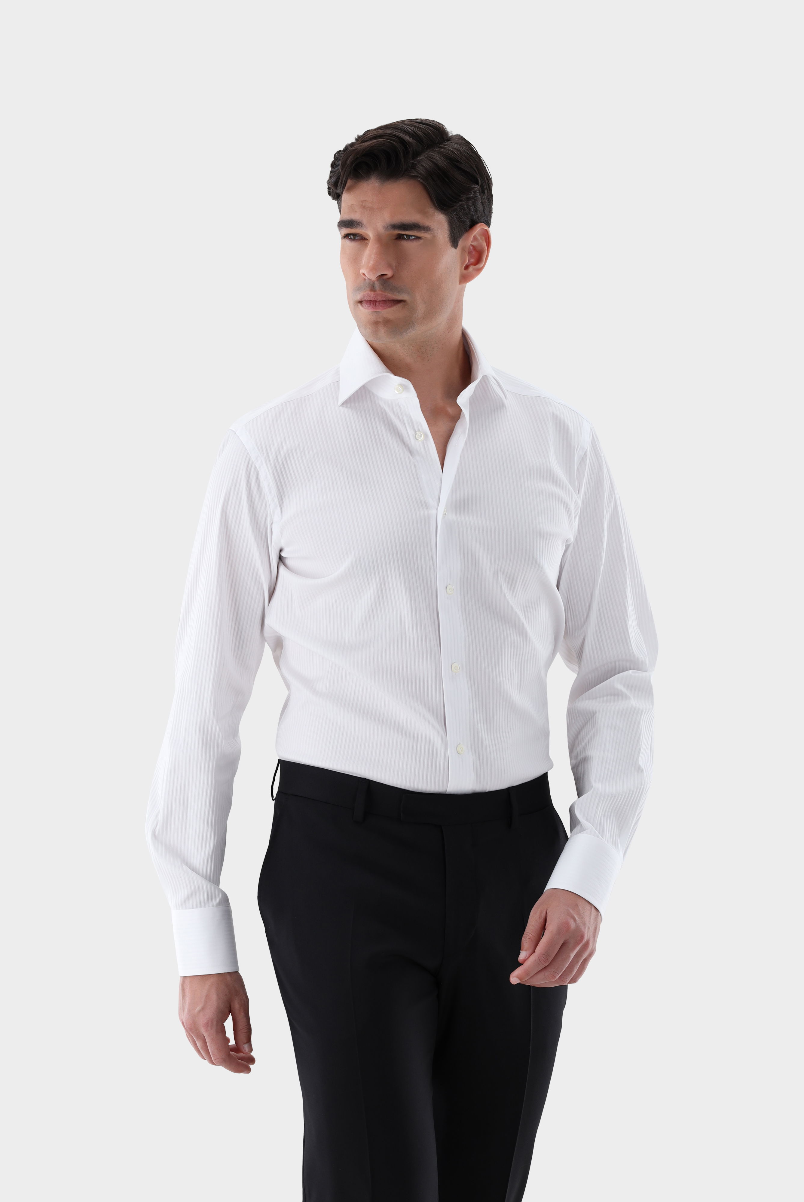 Business Shirt with Jacquard Stripes Tailor Fit
