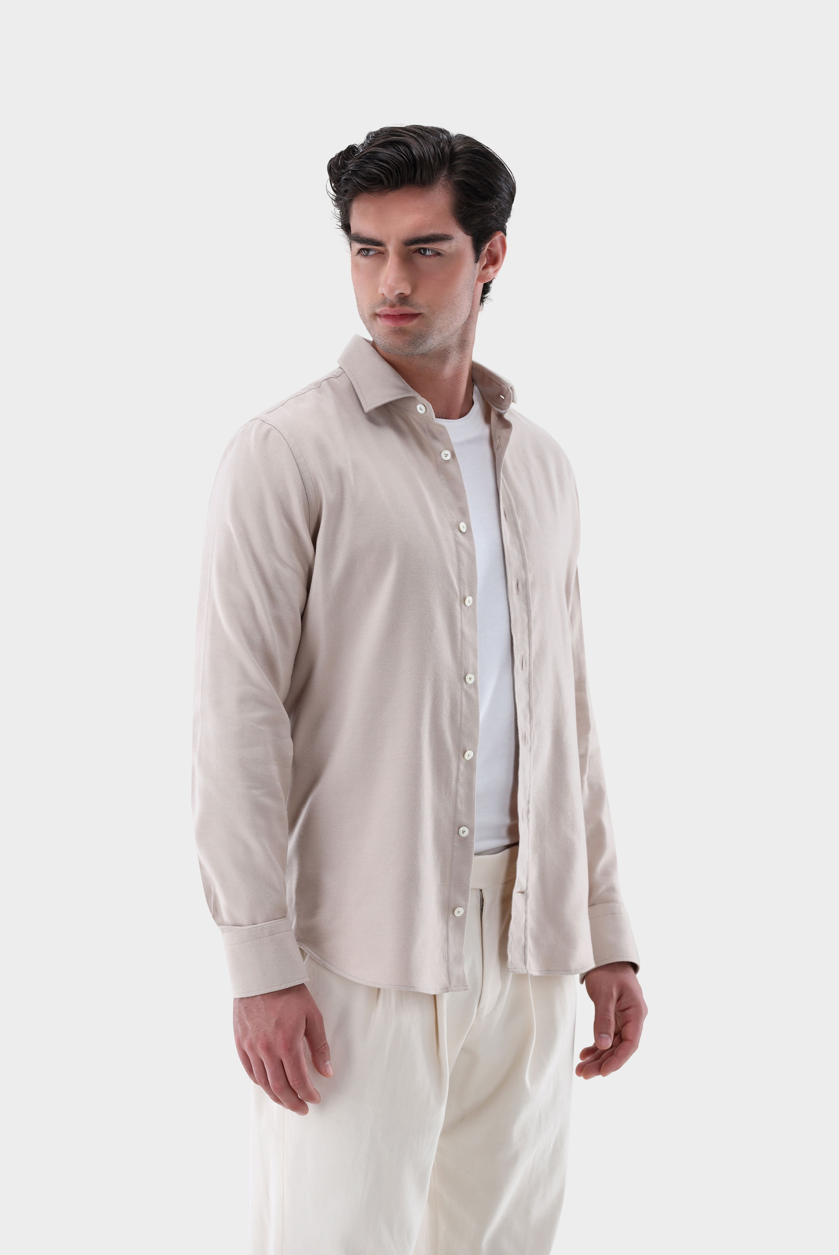 Flanellhemd mit Fischgräten-Muster Slim Fit