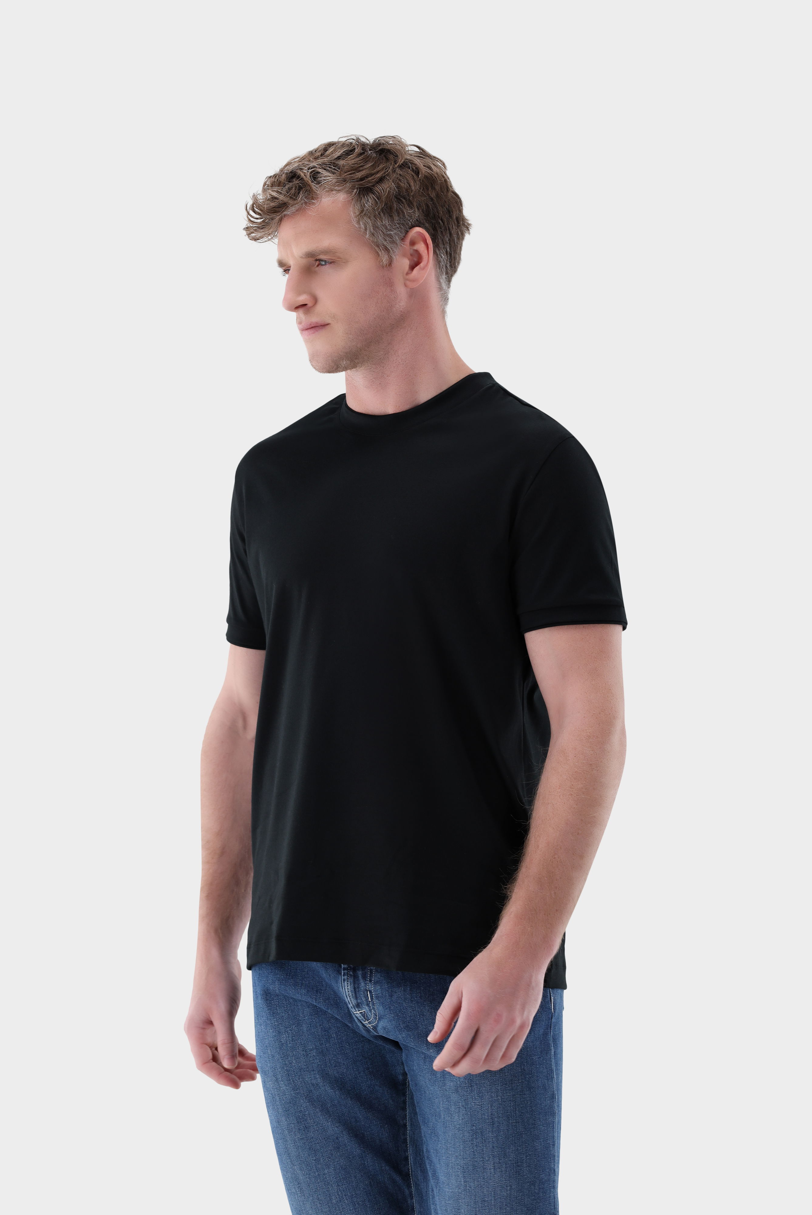 Unisex Rundhals T-Shirt mit Paspel 3er Set Mix günstig online kaufen