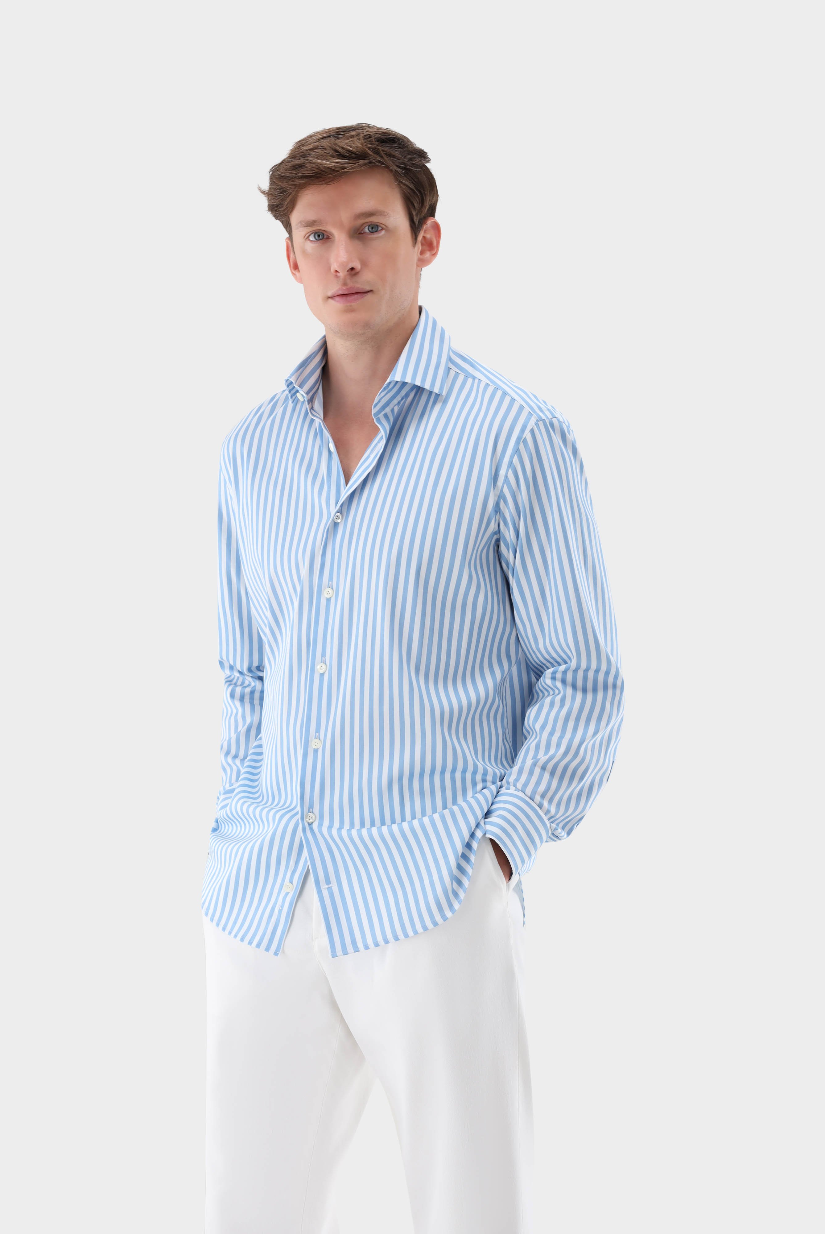 Casual Shirts+Striped Shirt in Cotton Stretch Tailor Fit+20.3283.NV.171959.720.38
