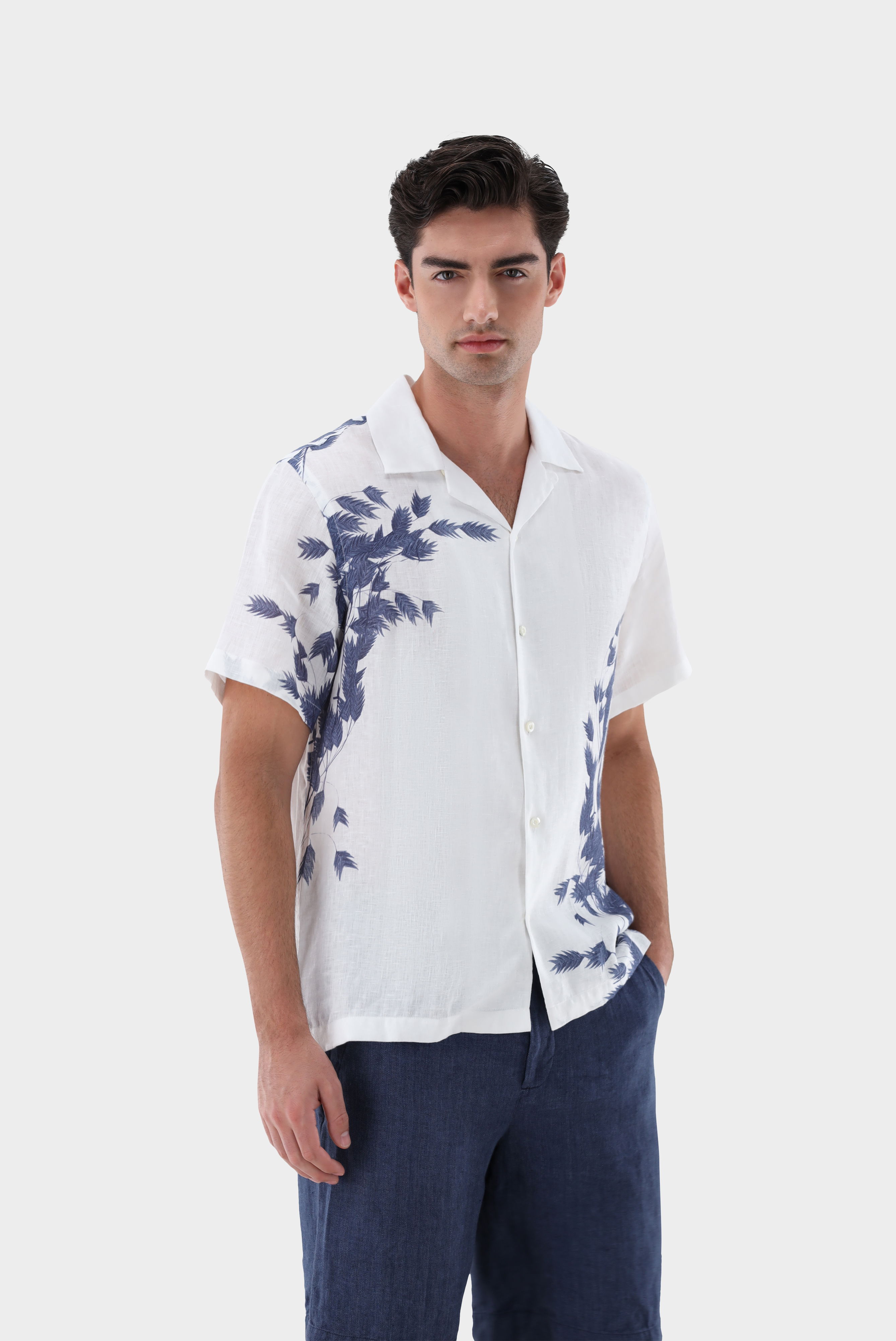 Kurzarmhemd mit Reverskragen und Druck