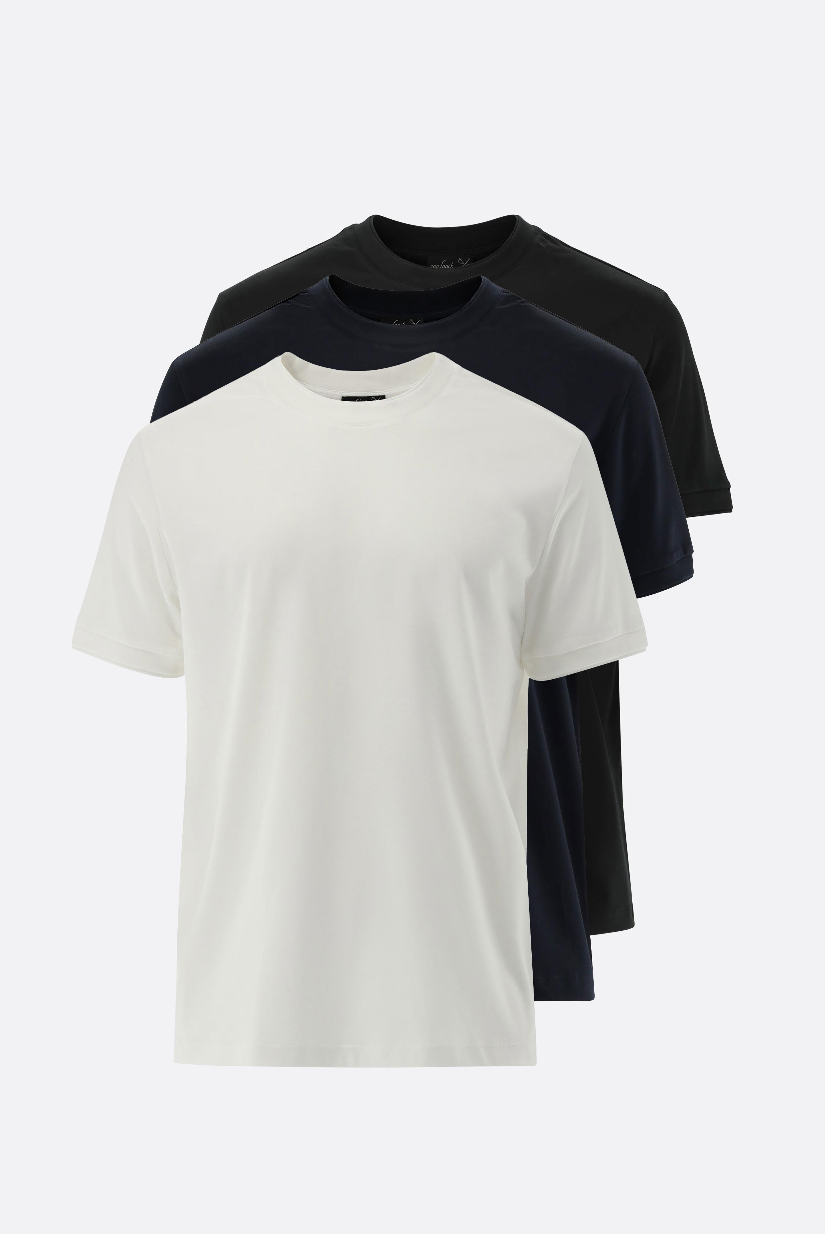 T-Shirt mit Rundhals und Paspel 3er Set
