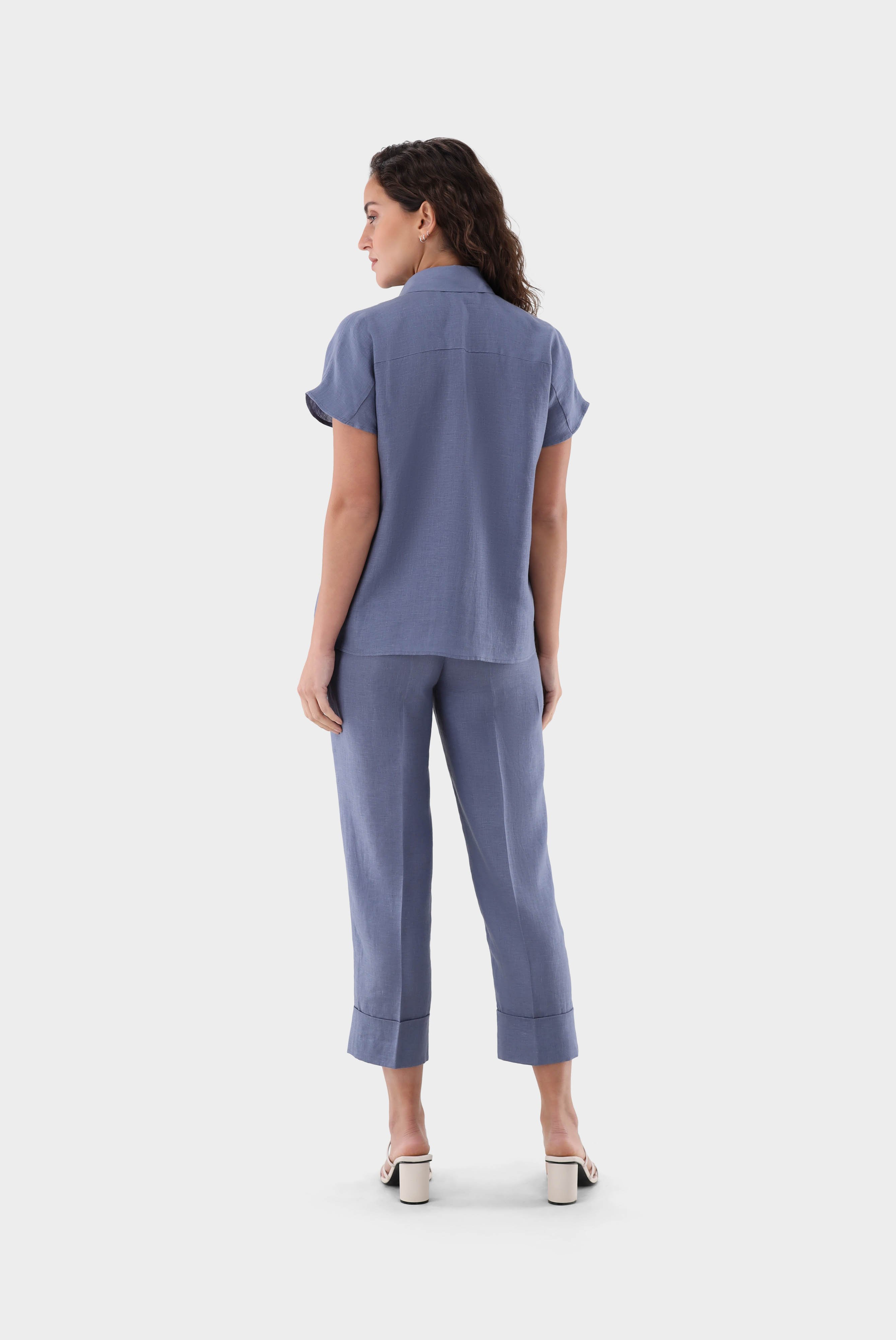 Casual Blouses+Boxy Linen Blouse with capped sleeves+05.529E.FW.150555.680.34