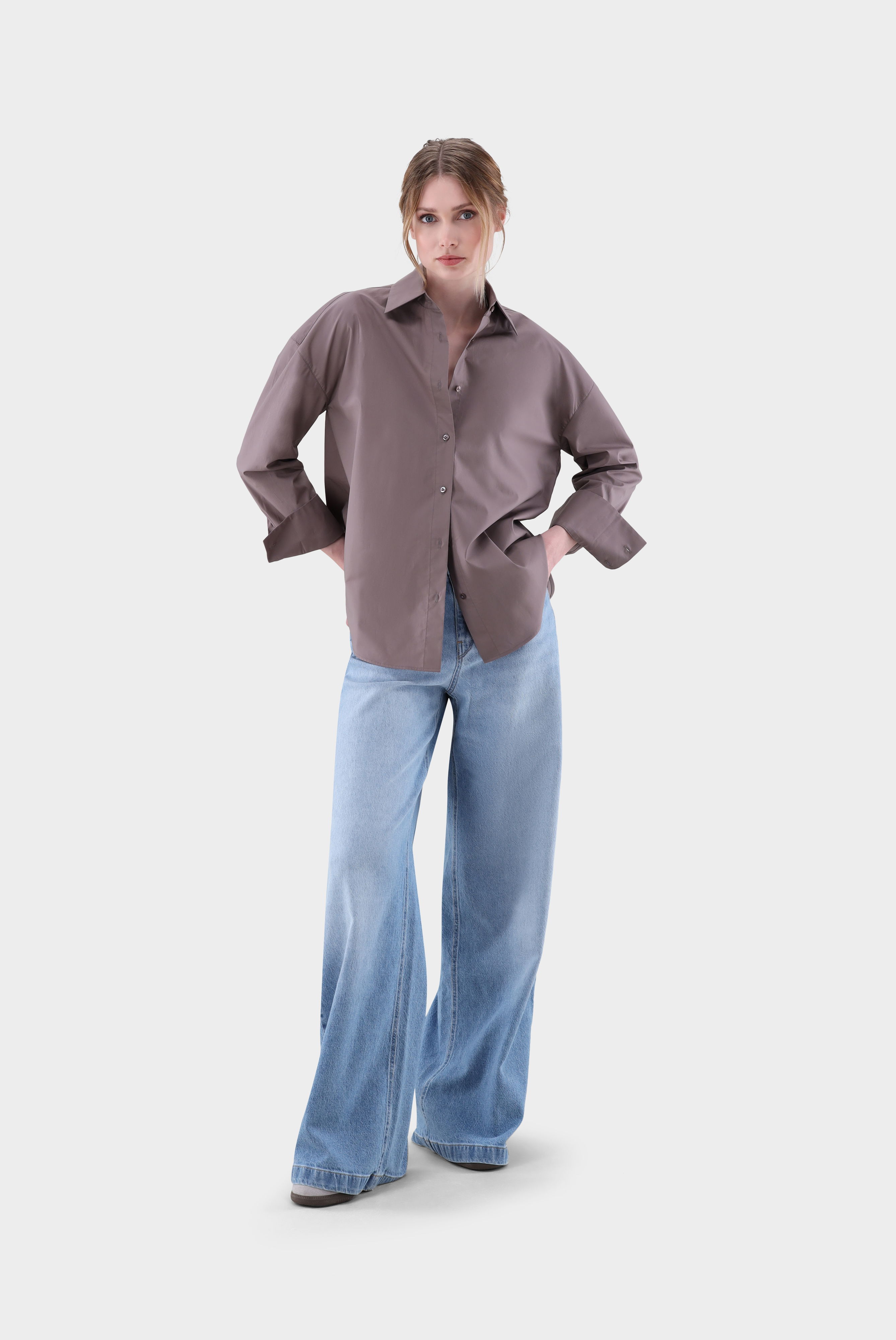Hemdbluse mit überschnittenen Schultern günstig online kaufen