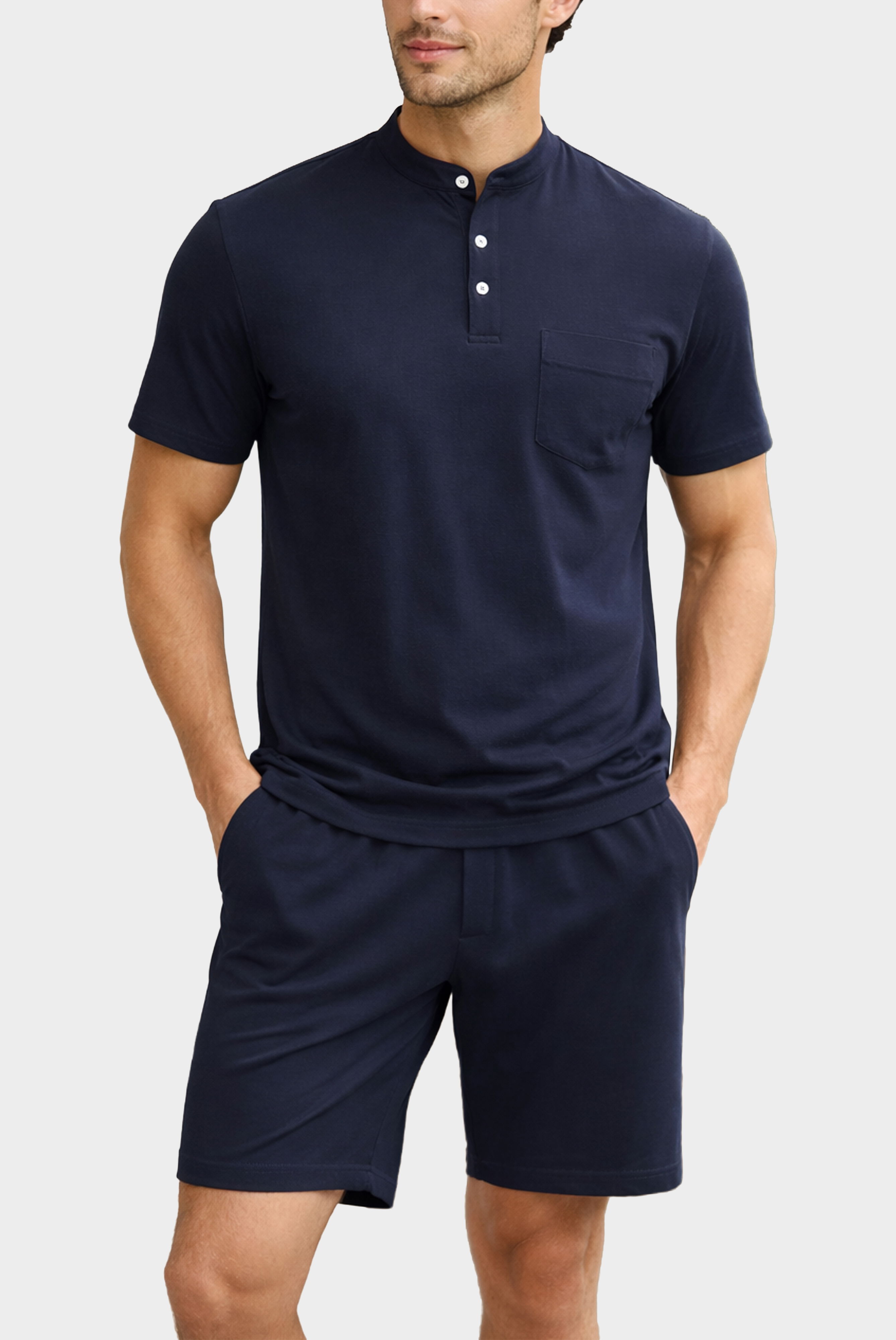 Short-sleeved jersey pyjamas in Swiss cotton