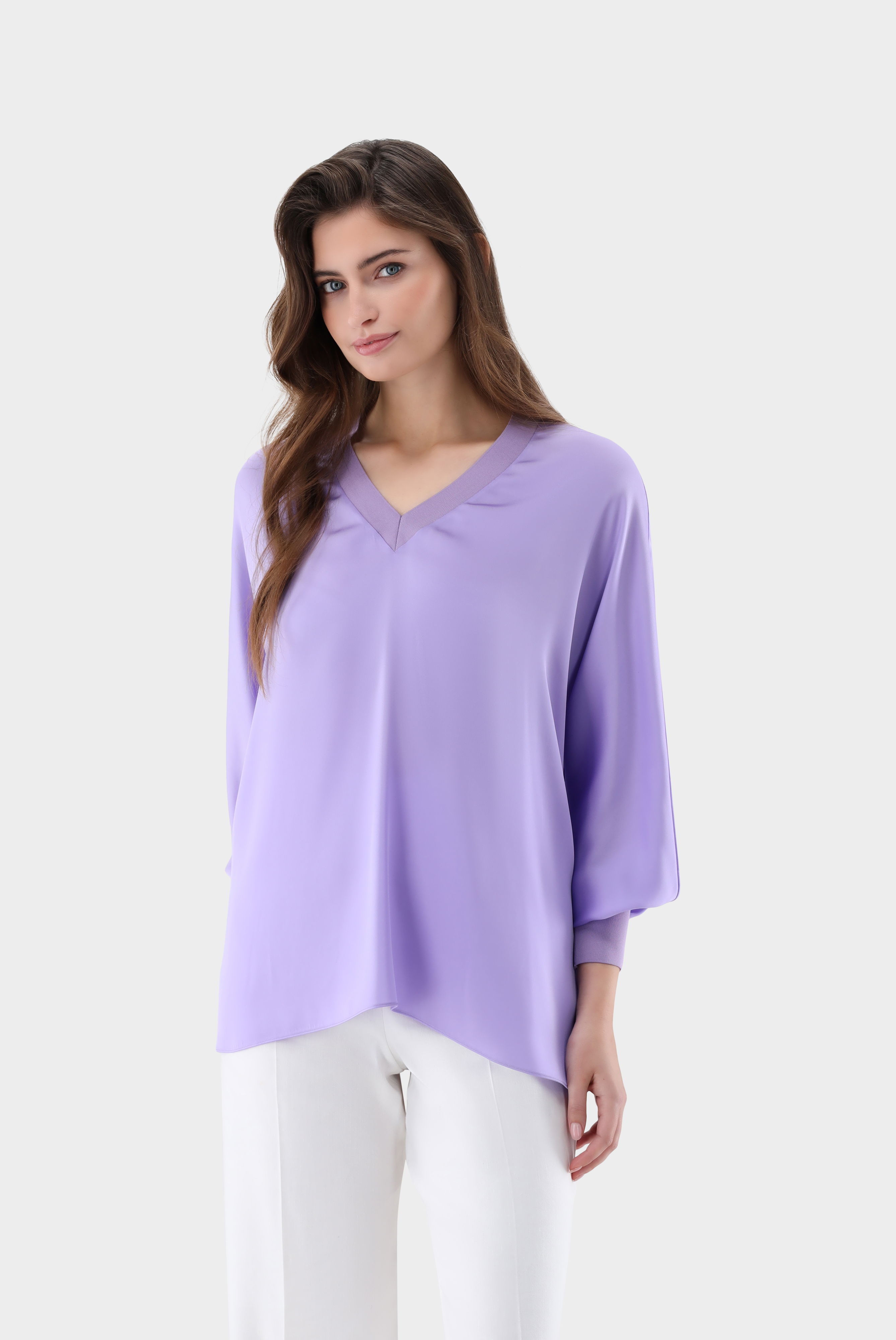 Tunika aus Seide mit Bündchen