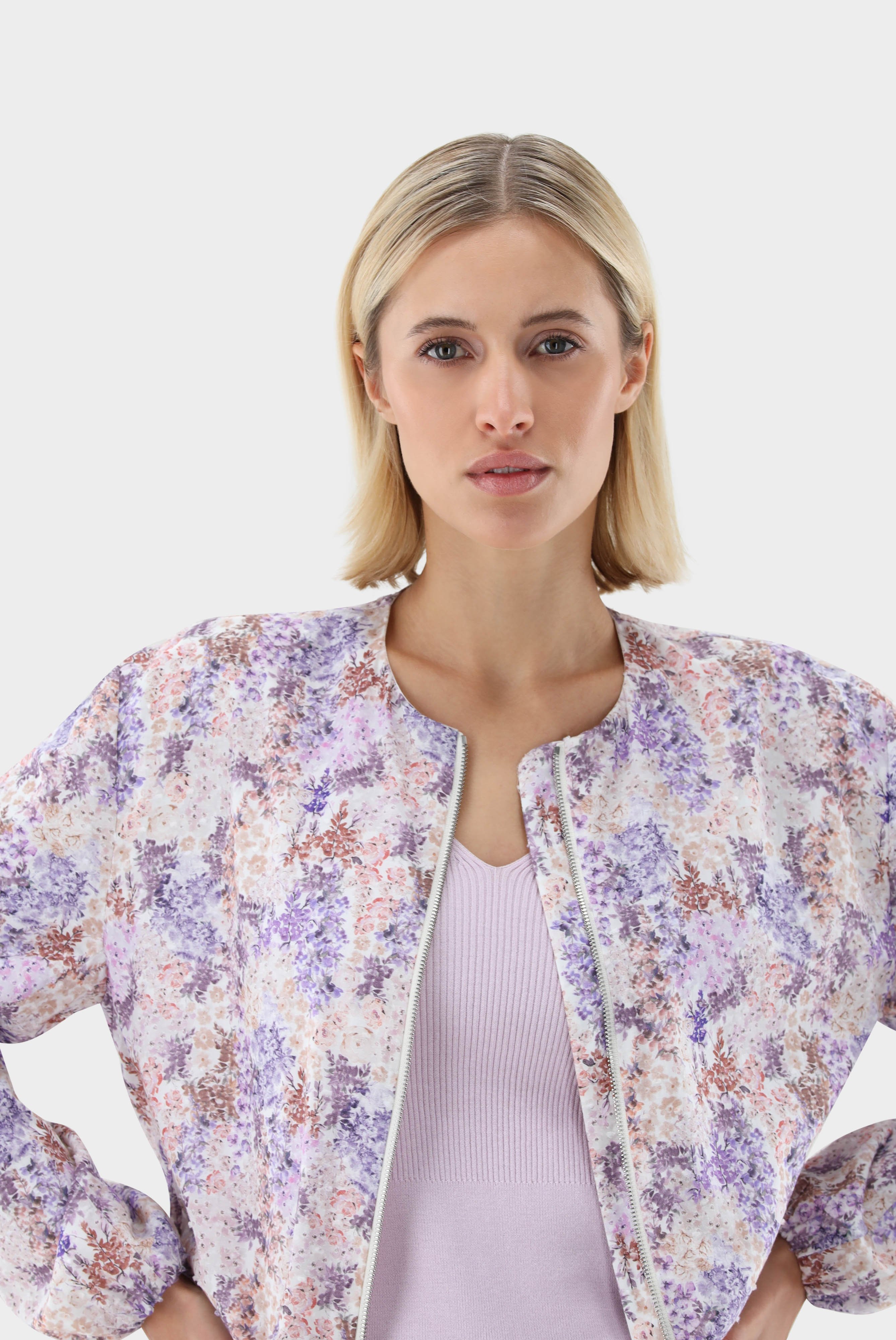 Blazers+Printed Zip-Up Blouson with Floral Print+05.658O..170156.630.34