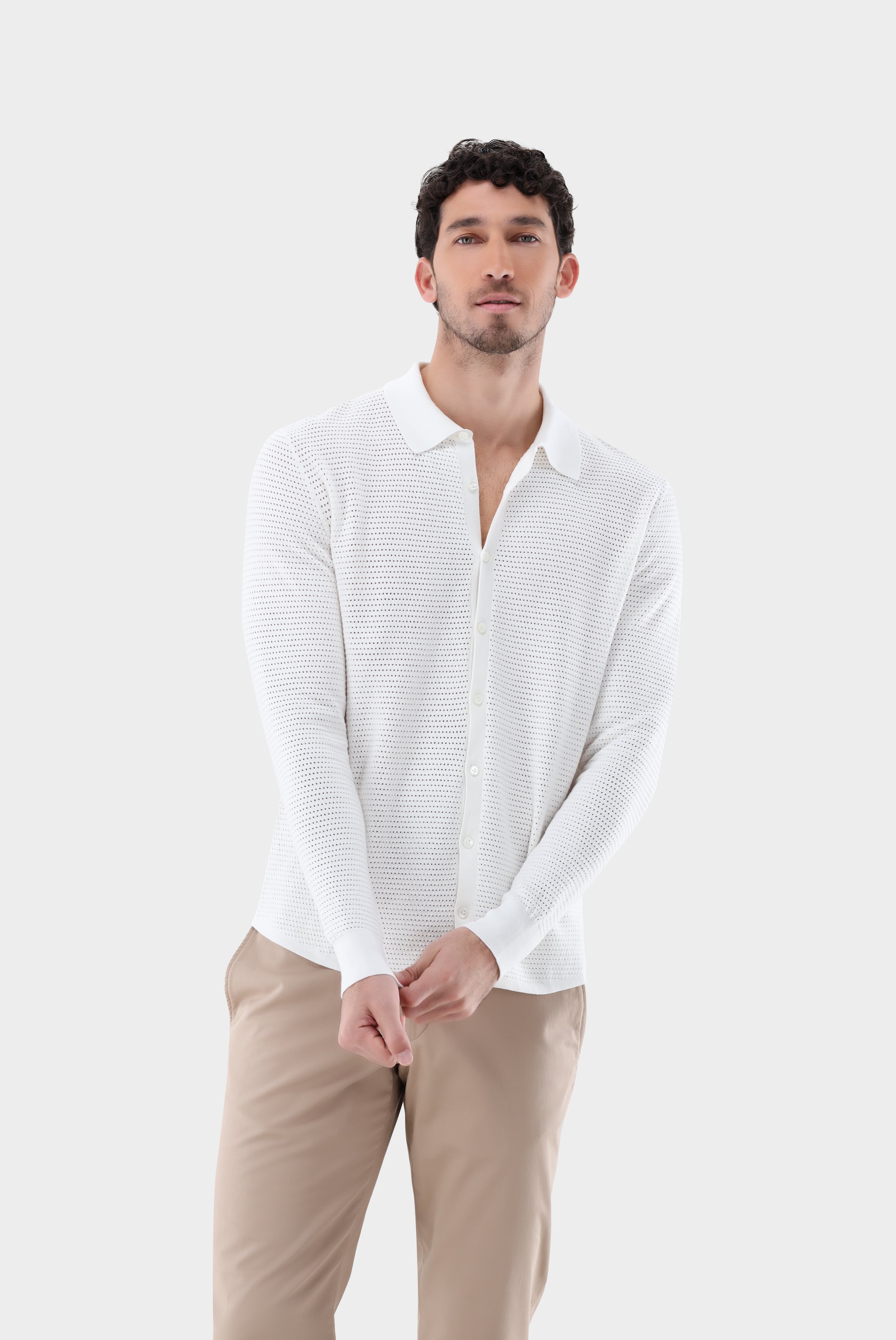 Shirt with Mesh Structure in Air Cotton