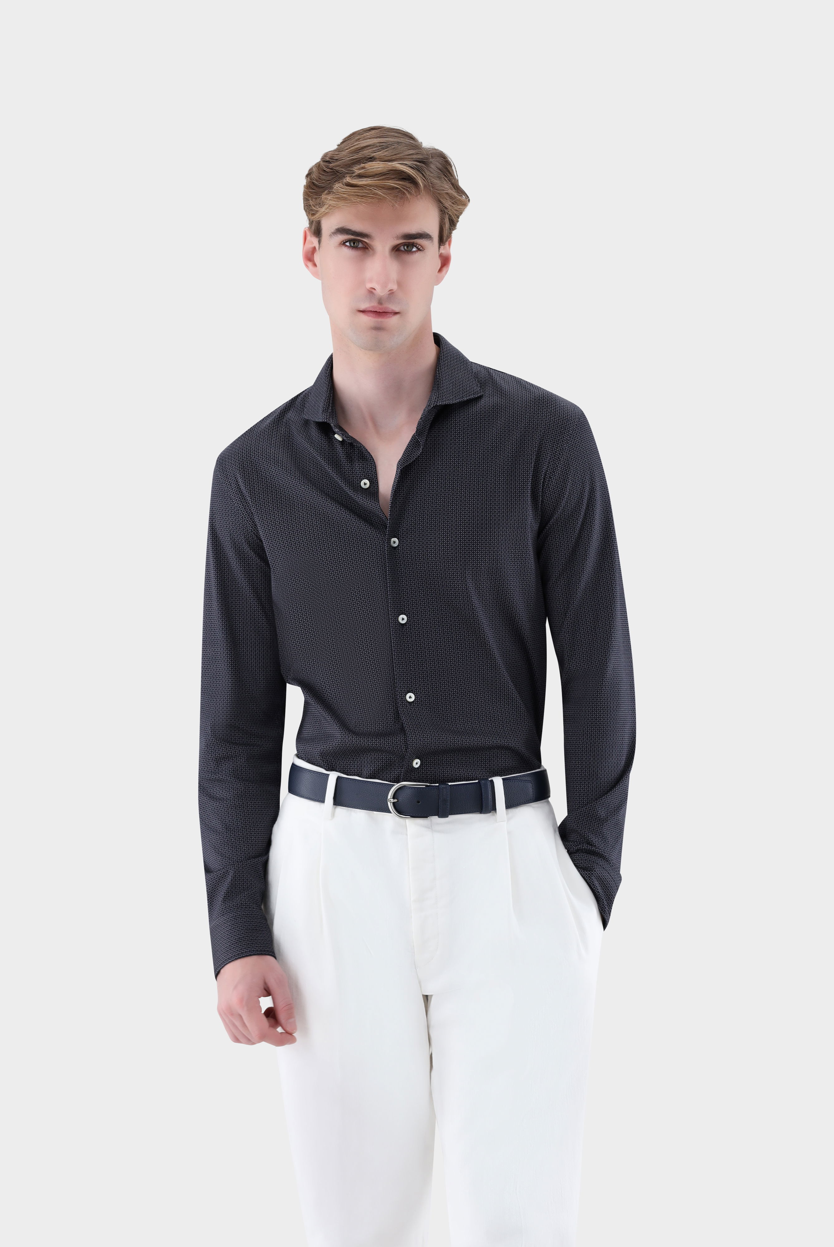 Jersey shirt with micro-print Tailor Fit