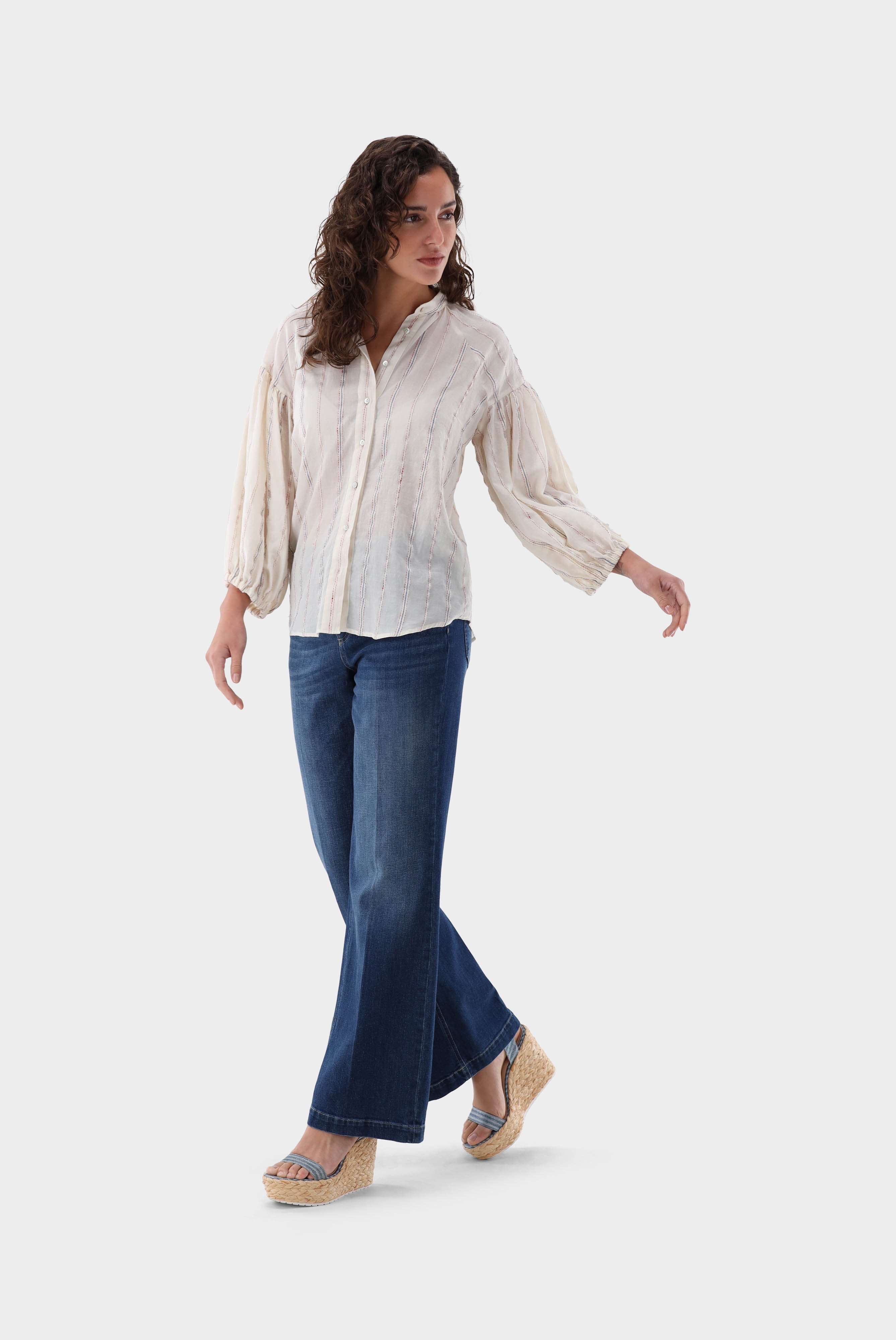 Casual Blouses+Stand-up collar blouse with bluson sleeves+05.528L.07.151673.107.32