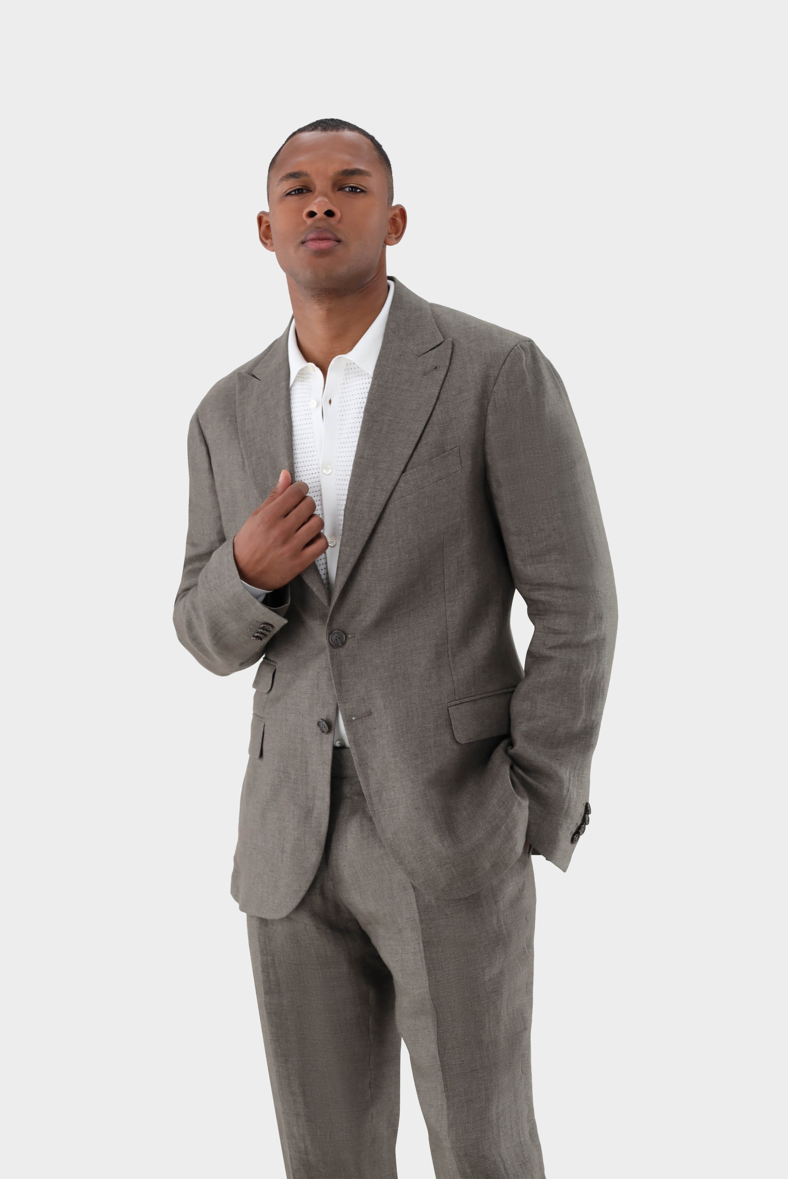 Linen Suit Jacket with Peak Lapel