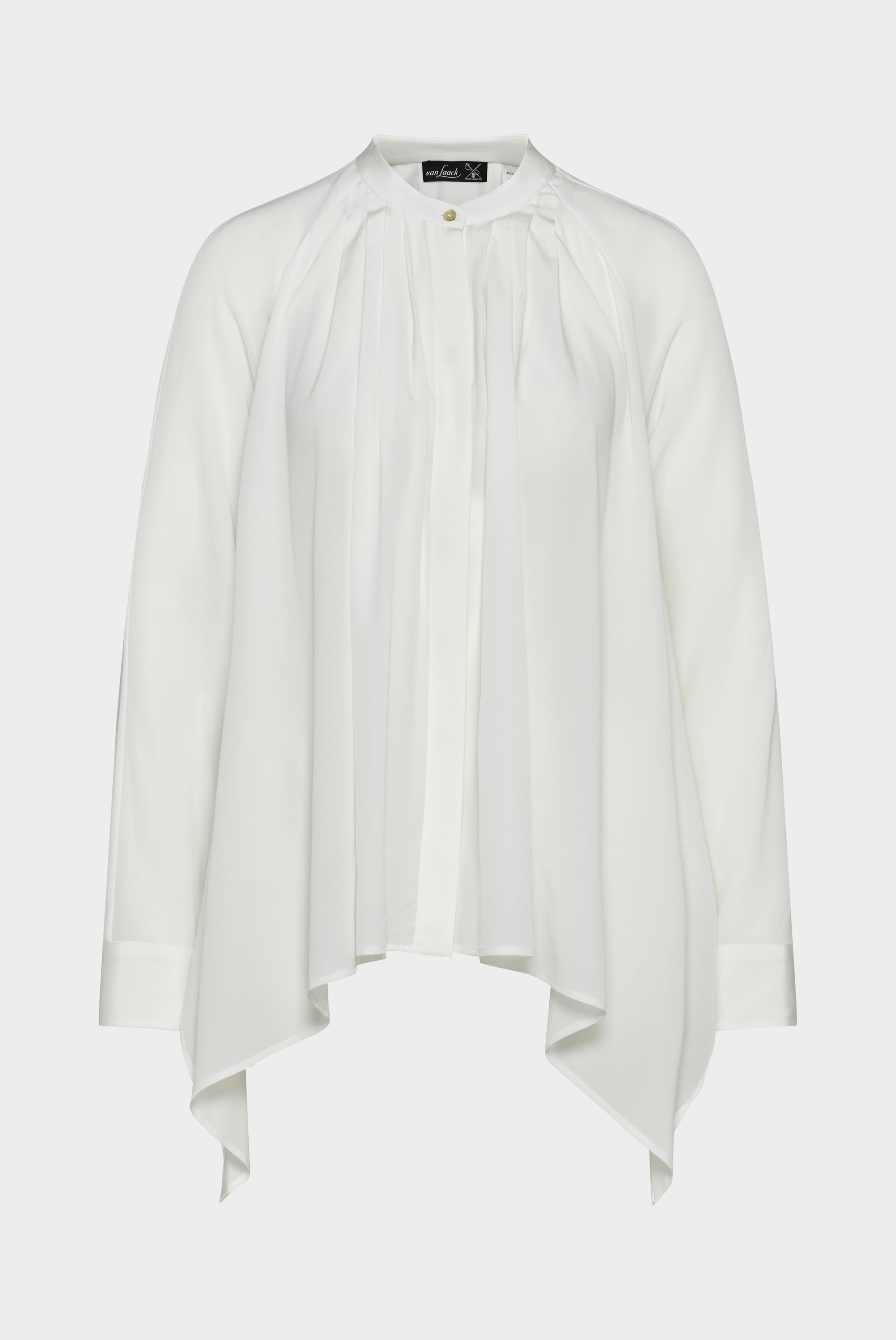 Meisterwerk Blouses+Crepe blouse with asymmetric hem white+05.525P.07.155553.105.32