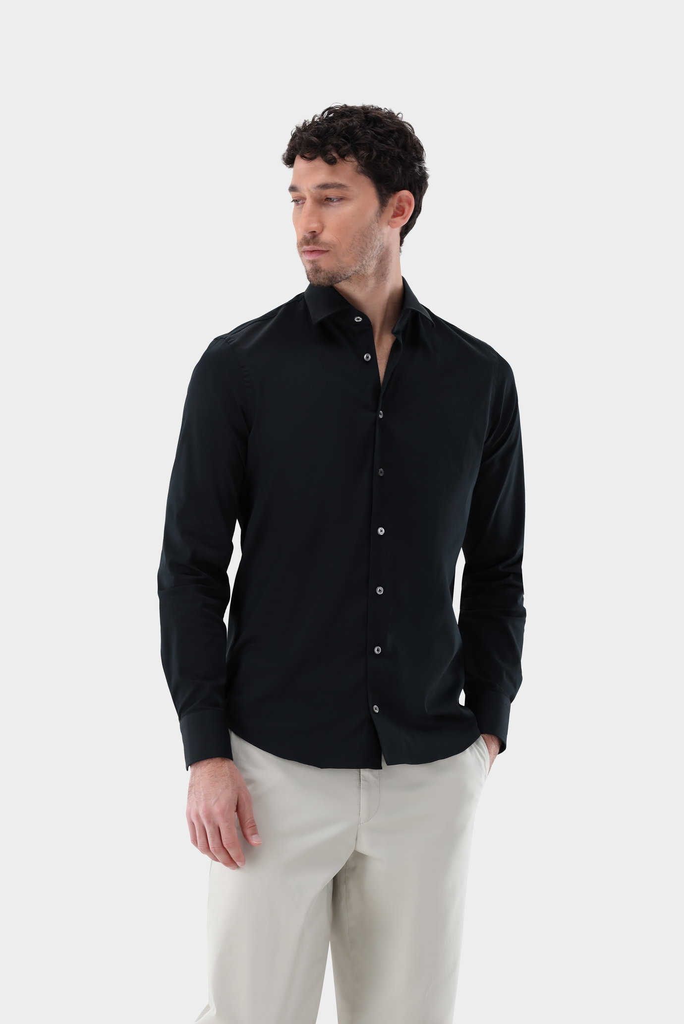 Áo sơ mi cotton poplin co giãn