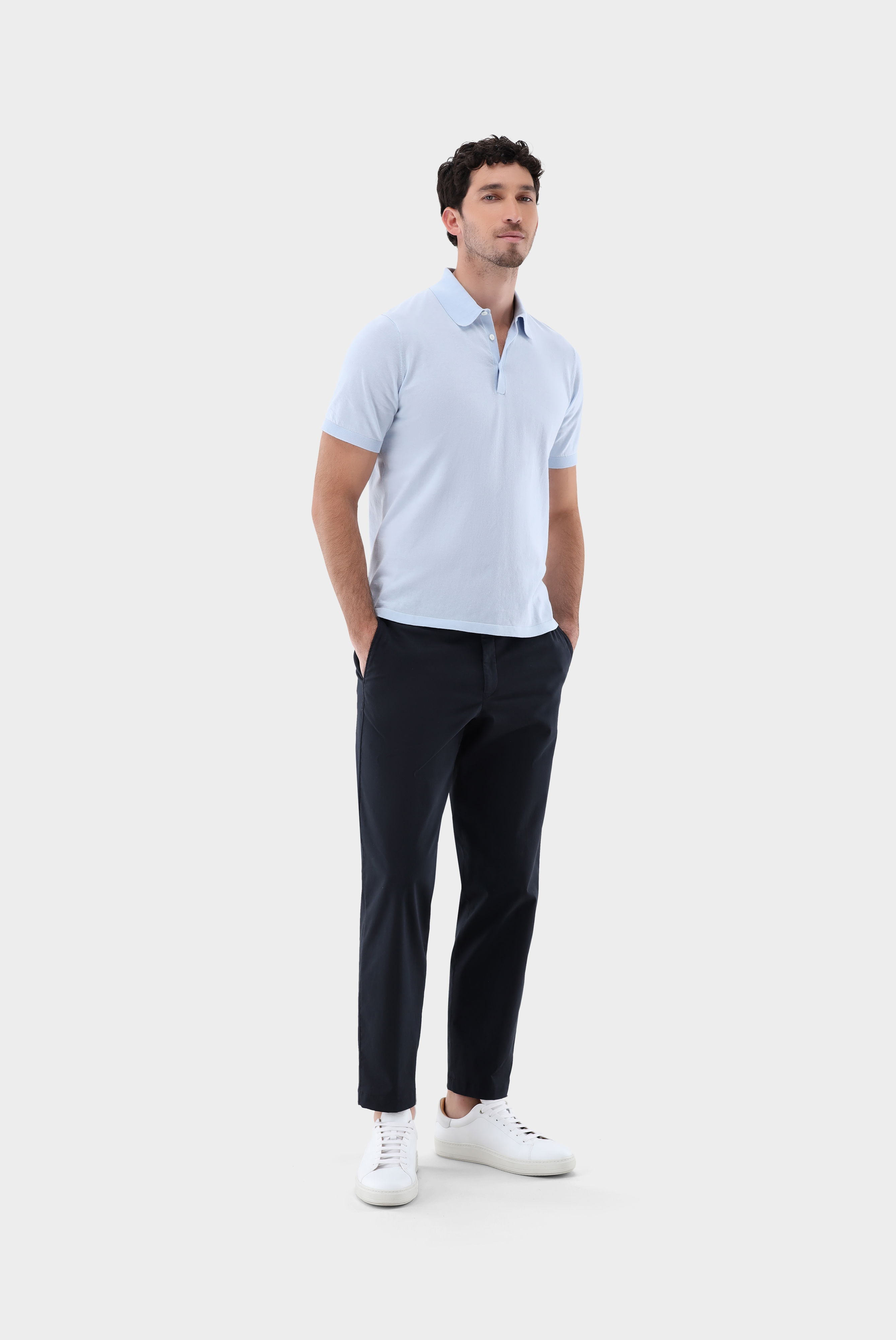 Strick Polo-Shirt aus Air Cotton günstig online kaufen