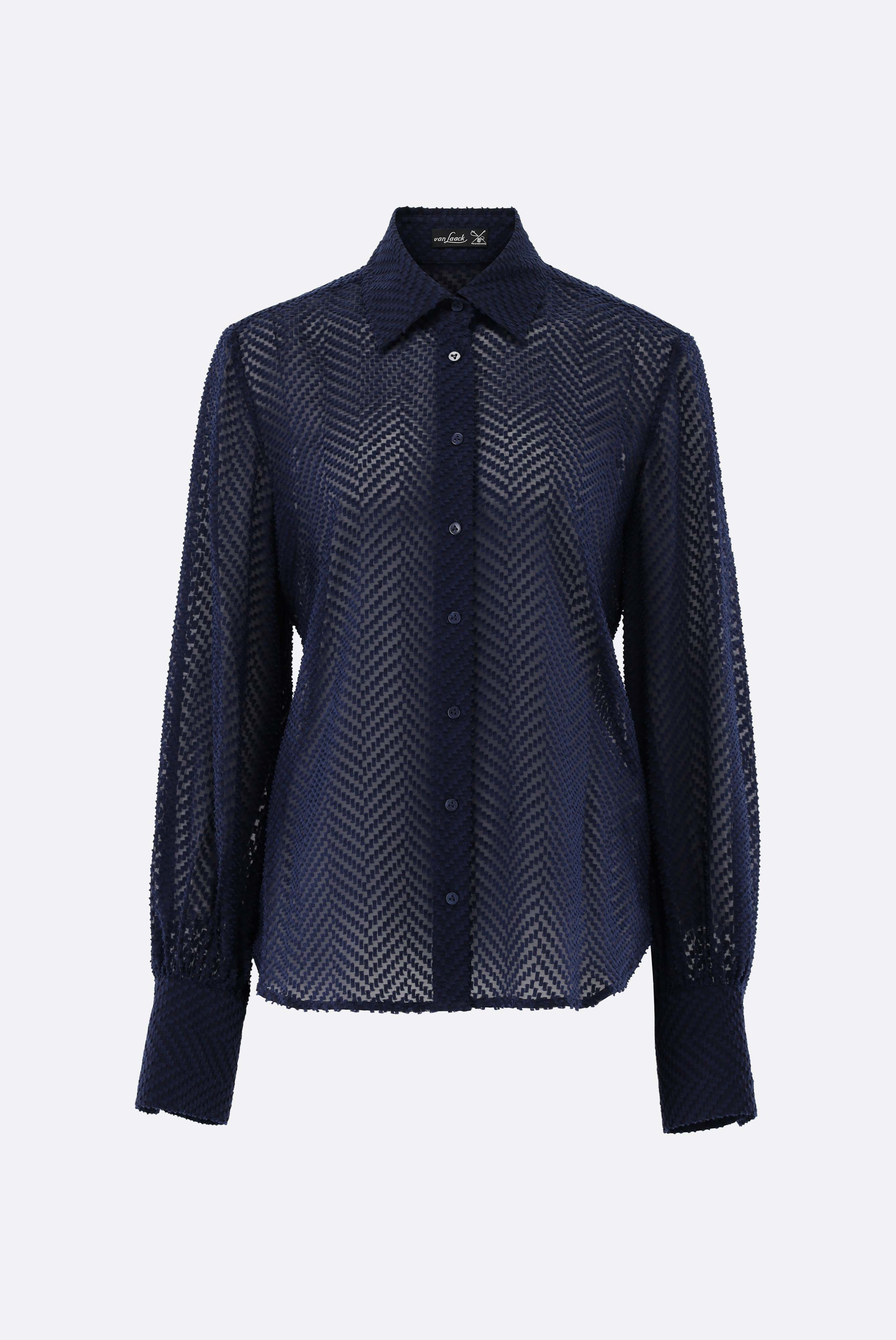 Shirt blouse with jacquard herringbone