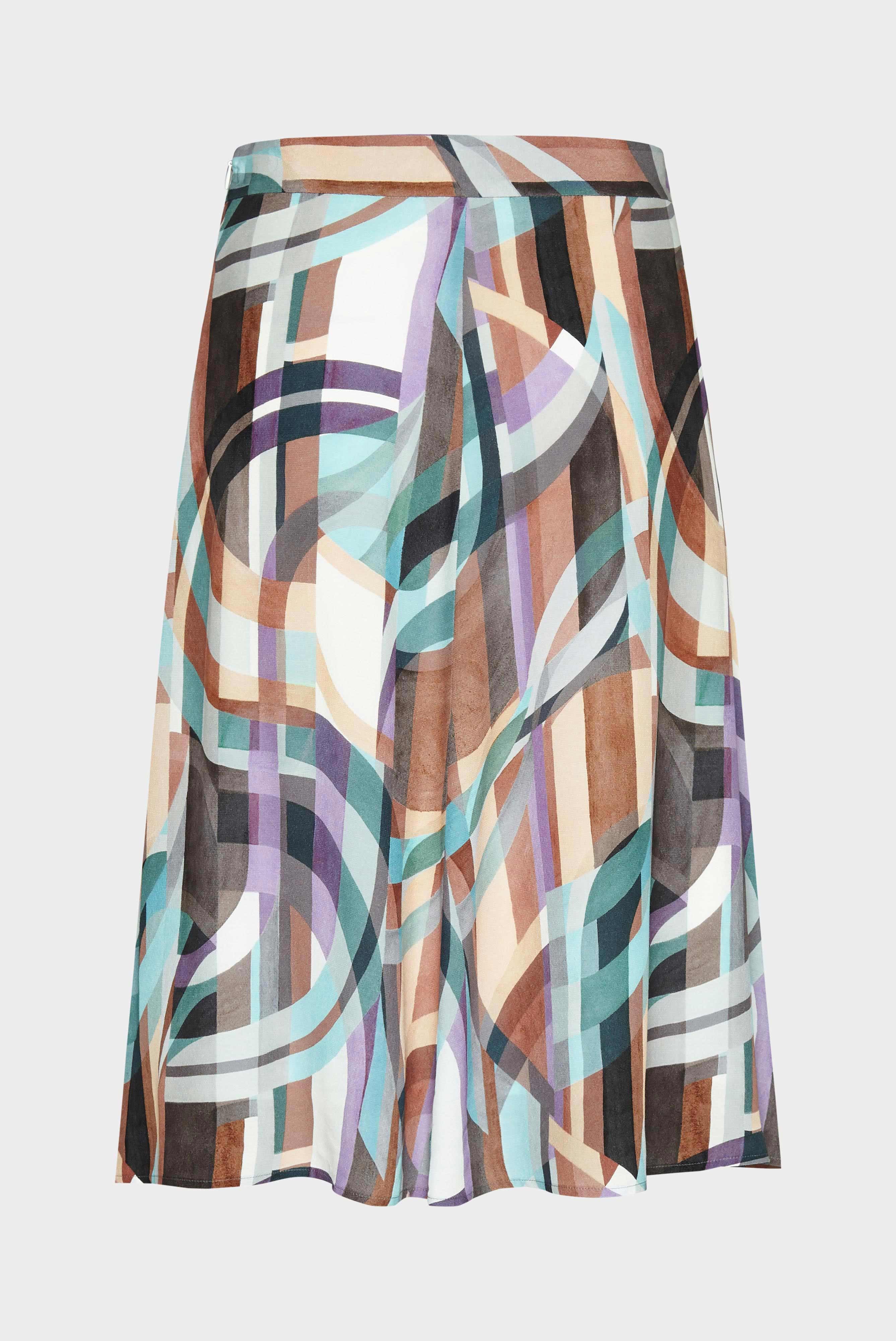 Dresses & Skirts+Flared mini skirt with geometric print+05.657L..171975.146.32