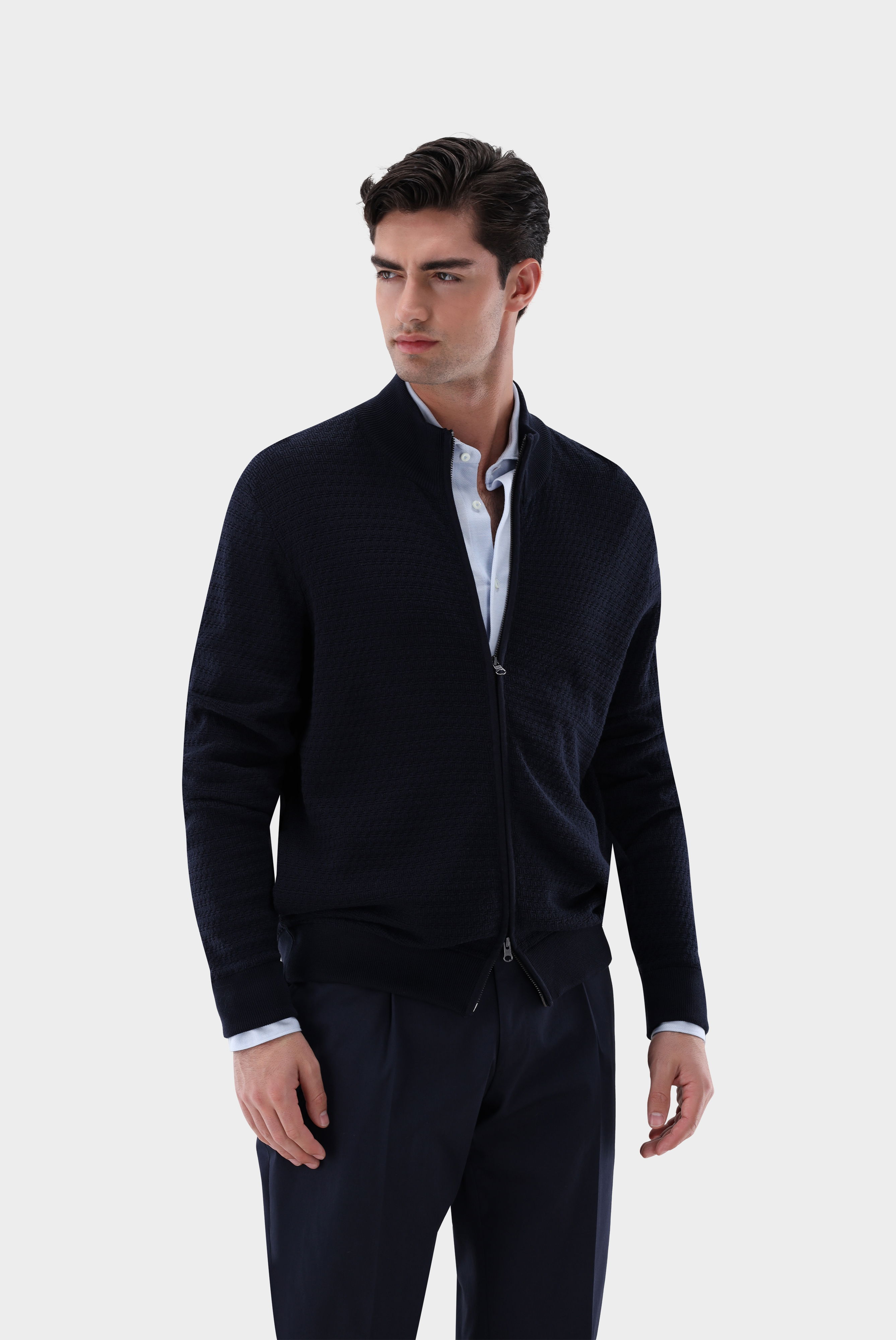 Strickjacke aus Merzerisierter Baumwolle mit Strukturmuster