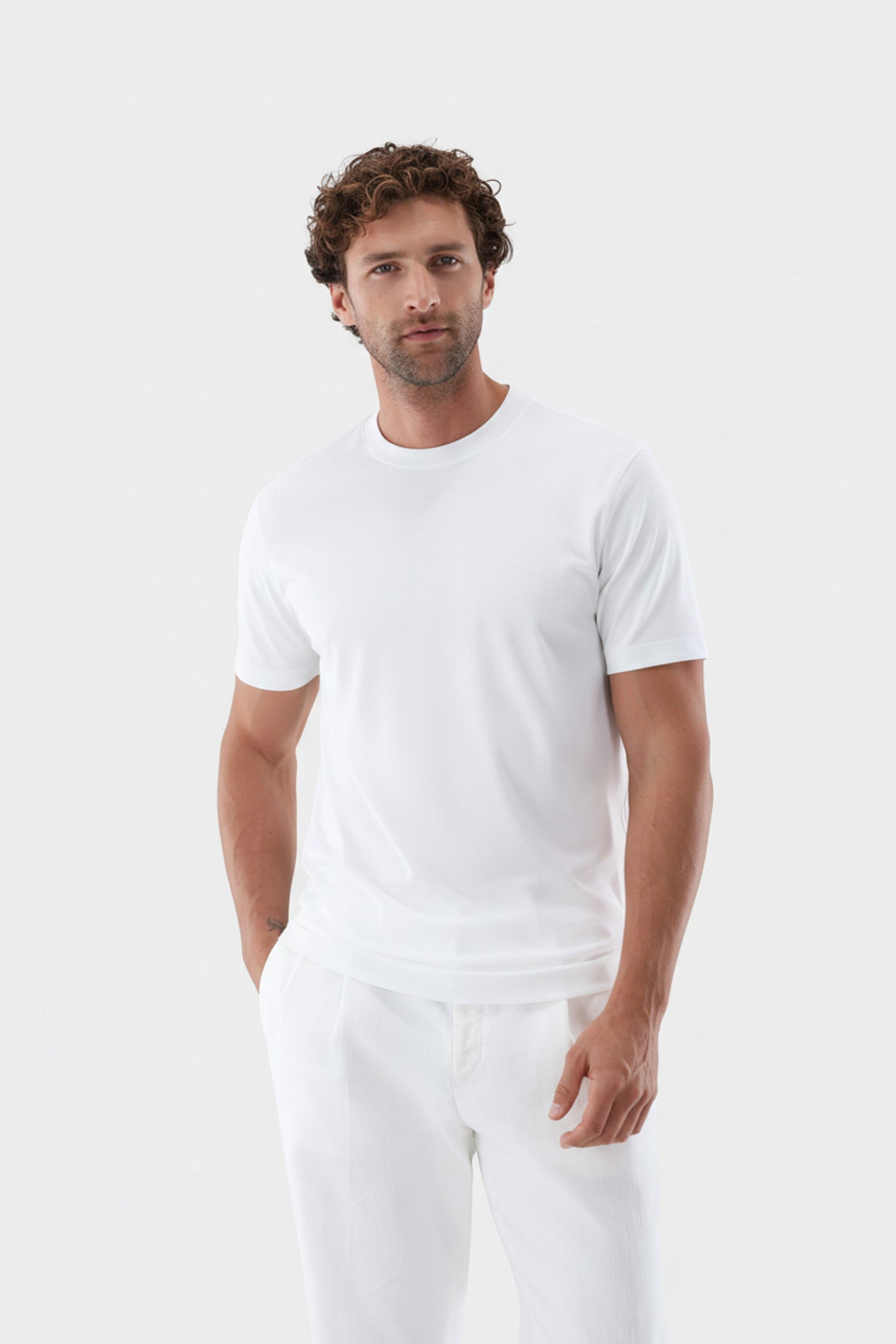 T-Shirt aus Schweizer Baumwolle mit Rundhals Regular Fit