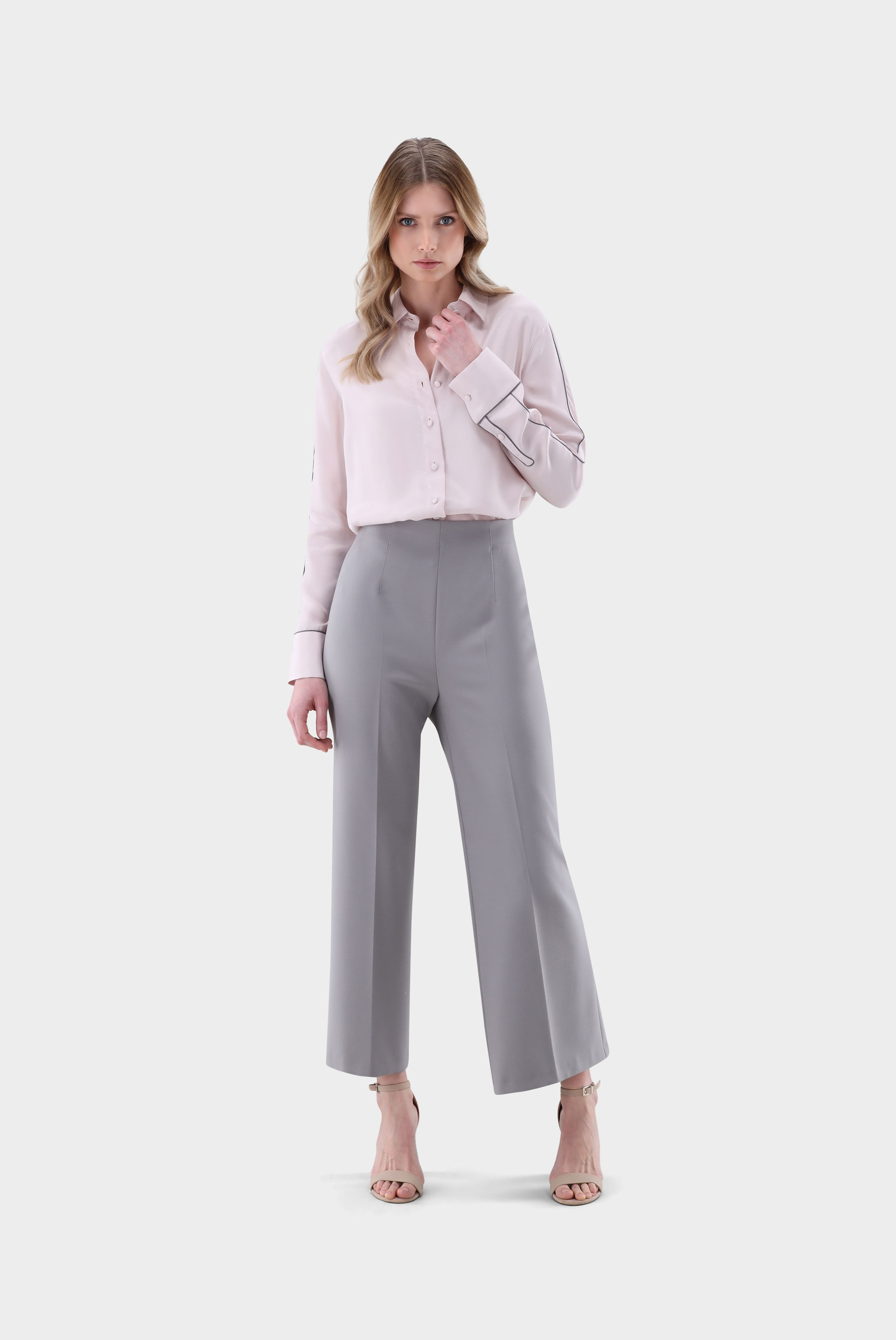 Hemdbluse aus Lyocell mit Kontrast-Paspel günstig online kaufen