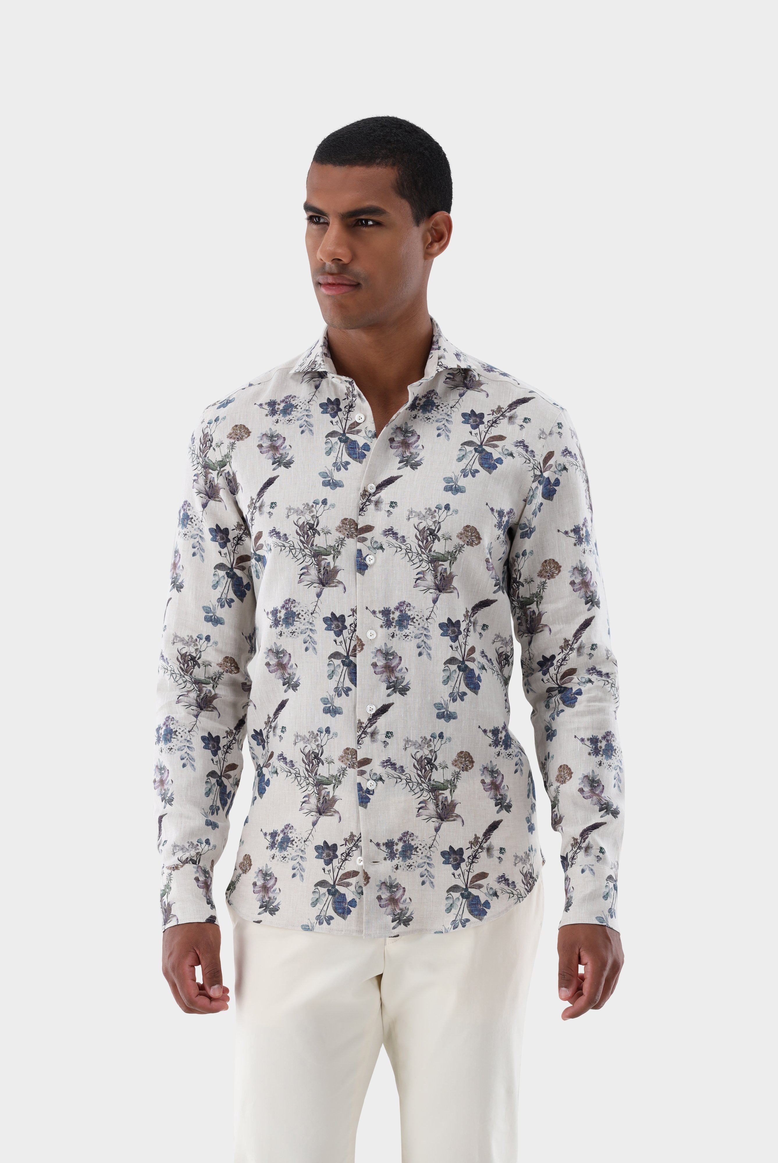 Linen Floral-Print Shirt Tailor Fit