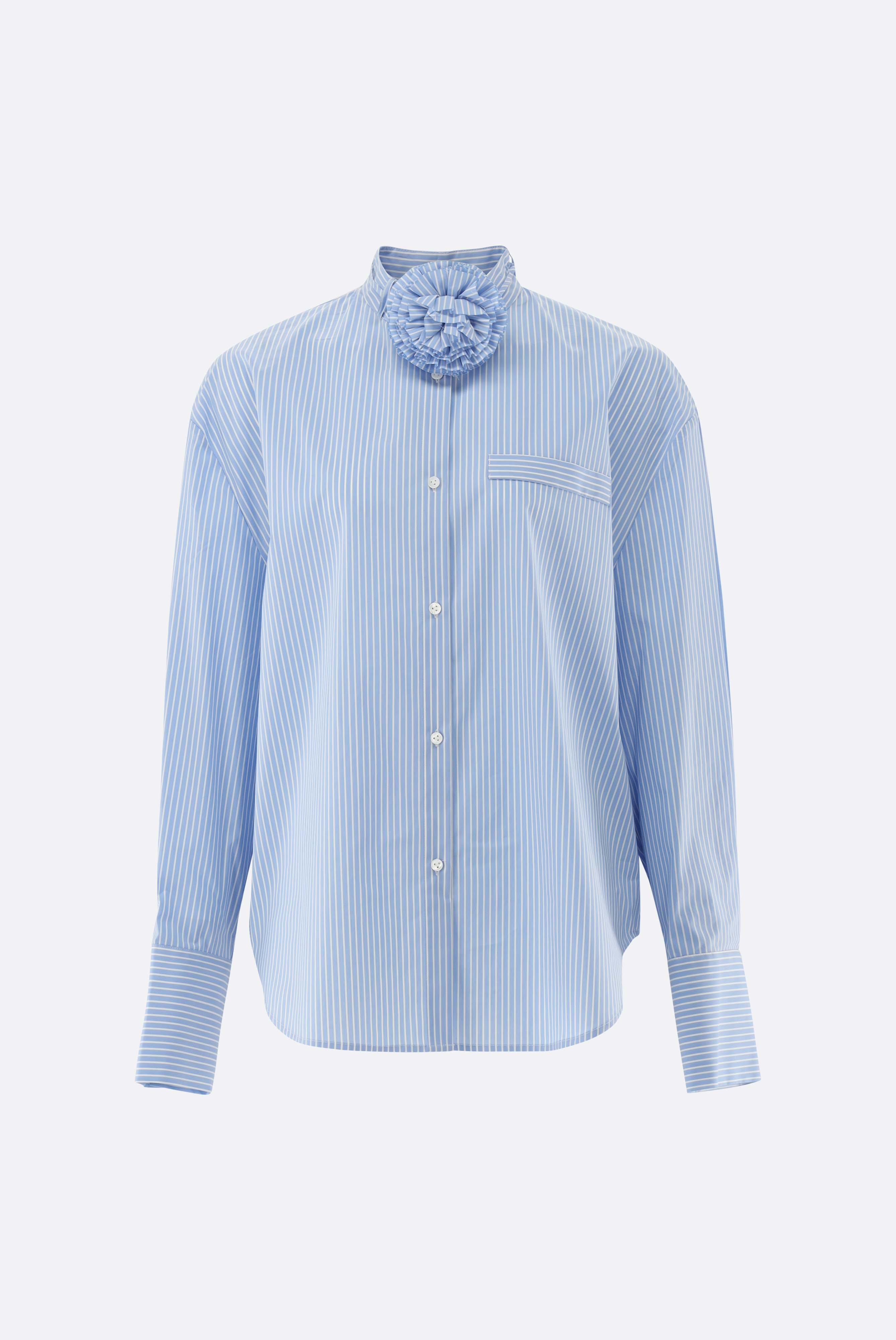 Stehkragenbluse mit Blumen-Akzent