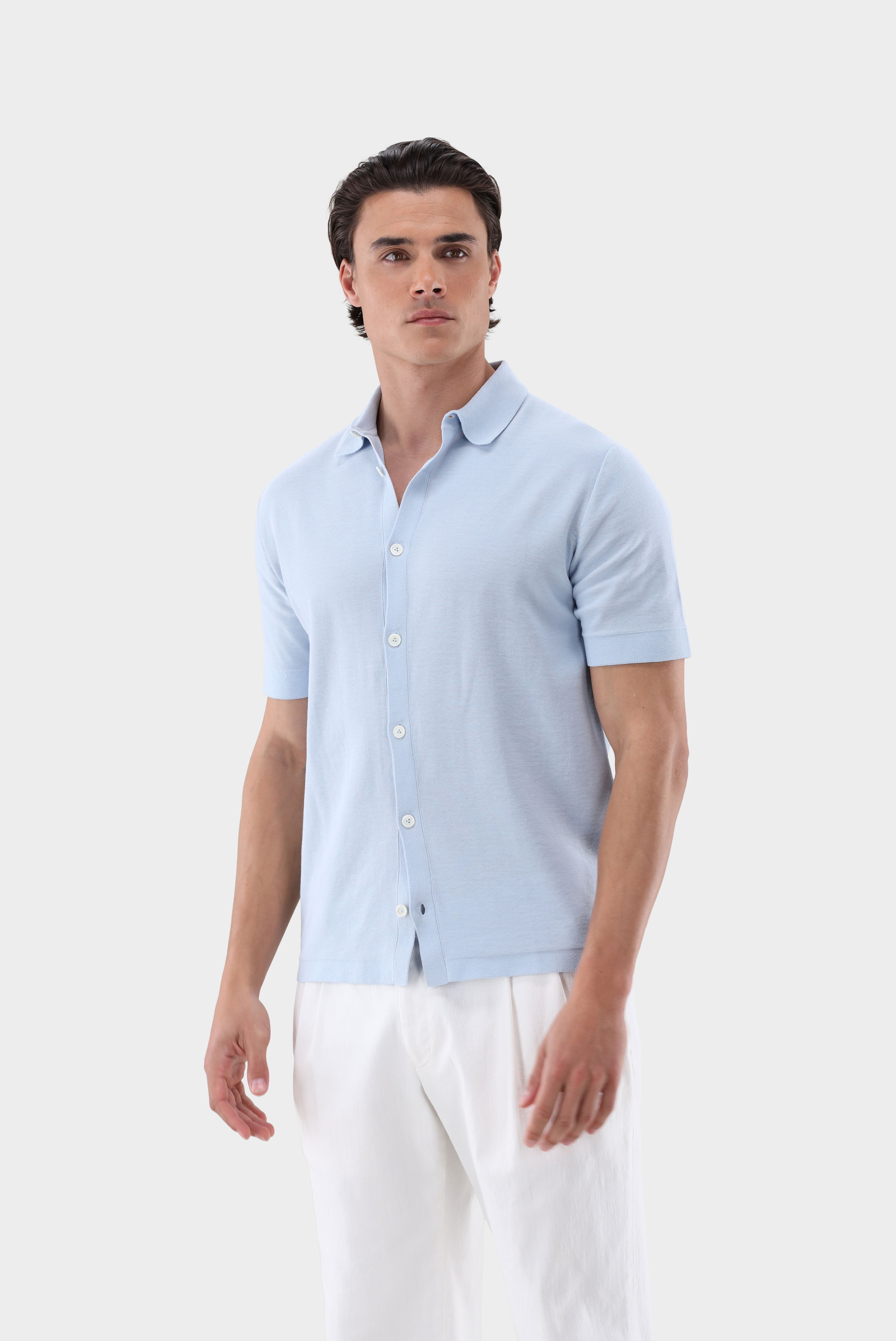 Strickhemd mit kurzarm aus Air Cotton