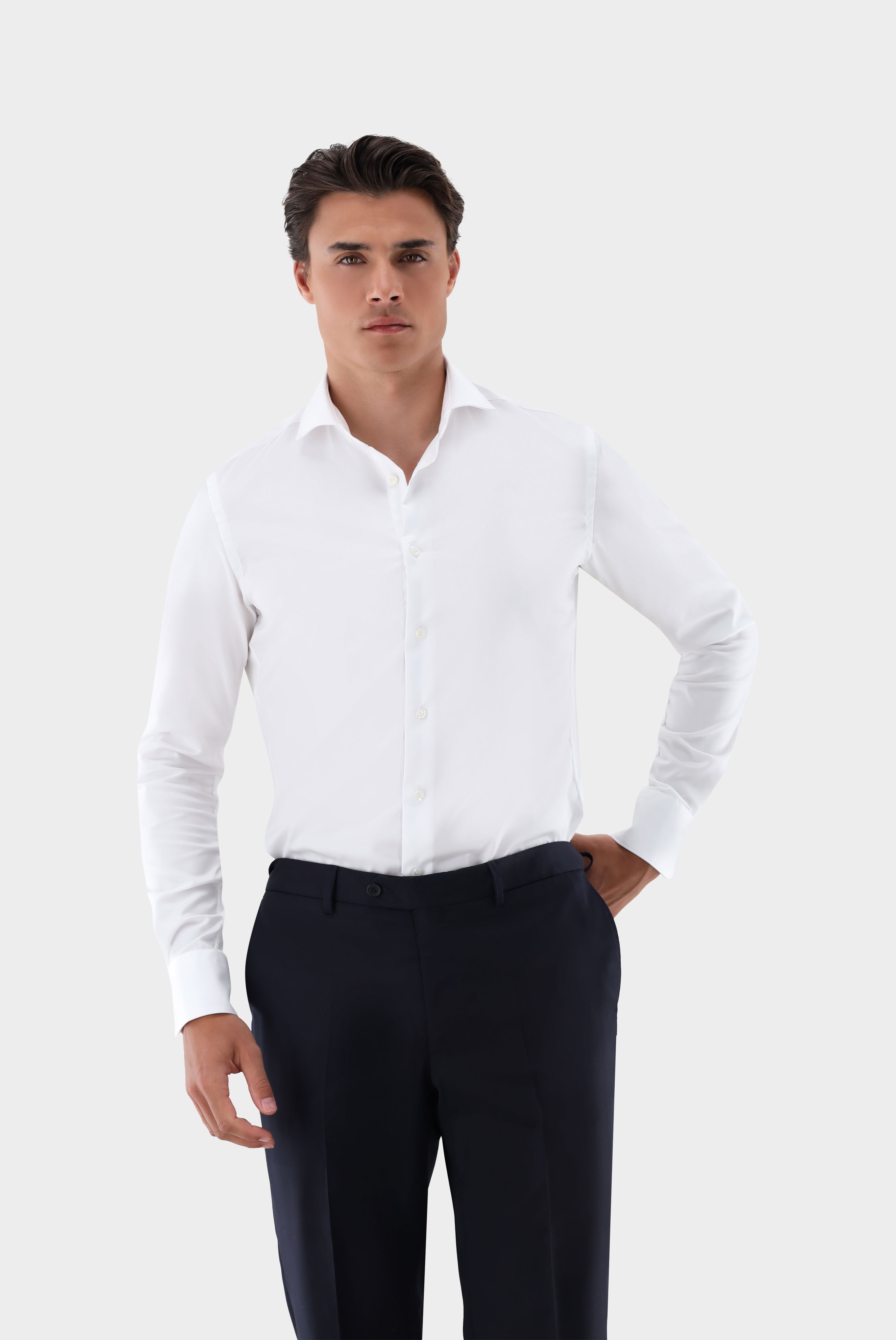 Hybridshirt Bügelfrei mit Jerseyeinsatz Slim Fit
