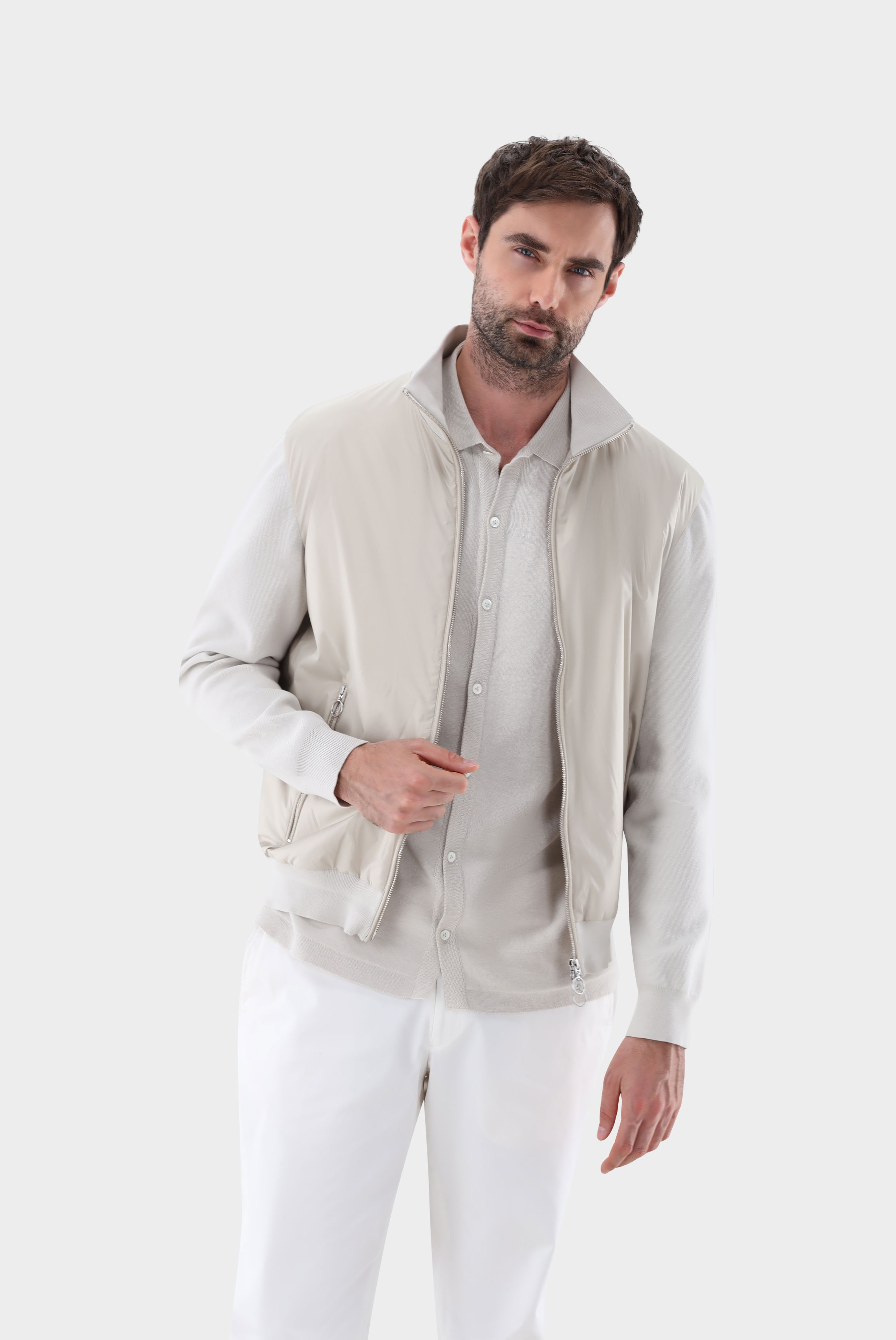 Hybrid-Strickjacke mit Baumwolle