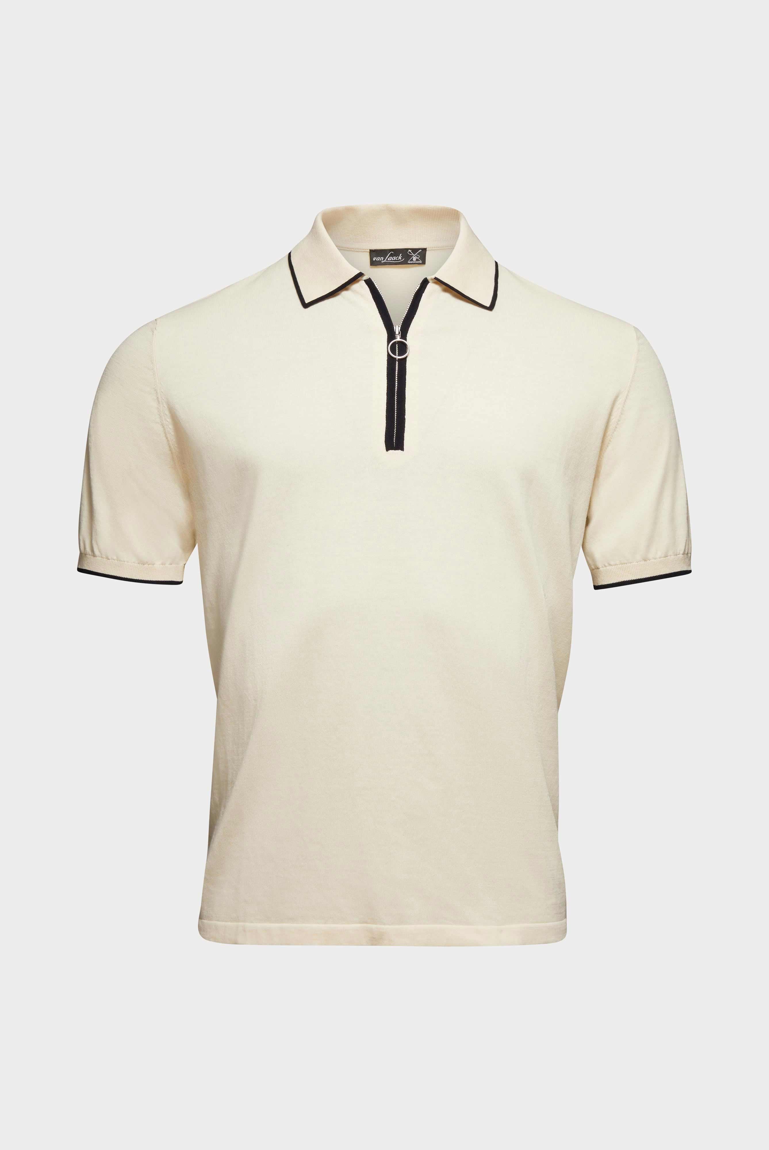 Poloshirts+Gestricktes Zip Polo Shirt aus Air Cotton+82.8647.S7.S00174.120.S