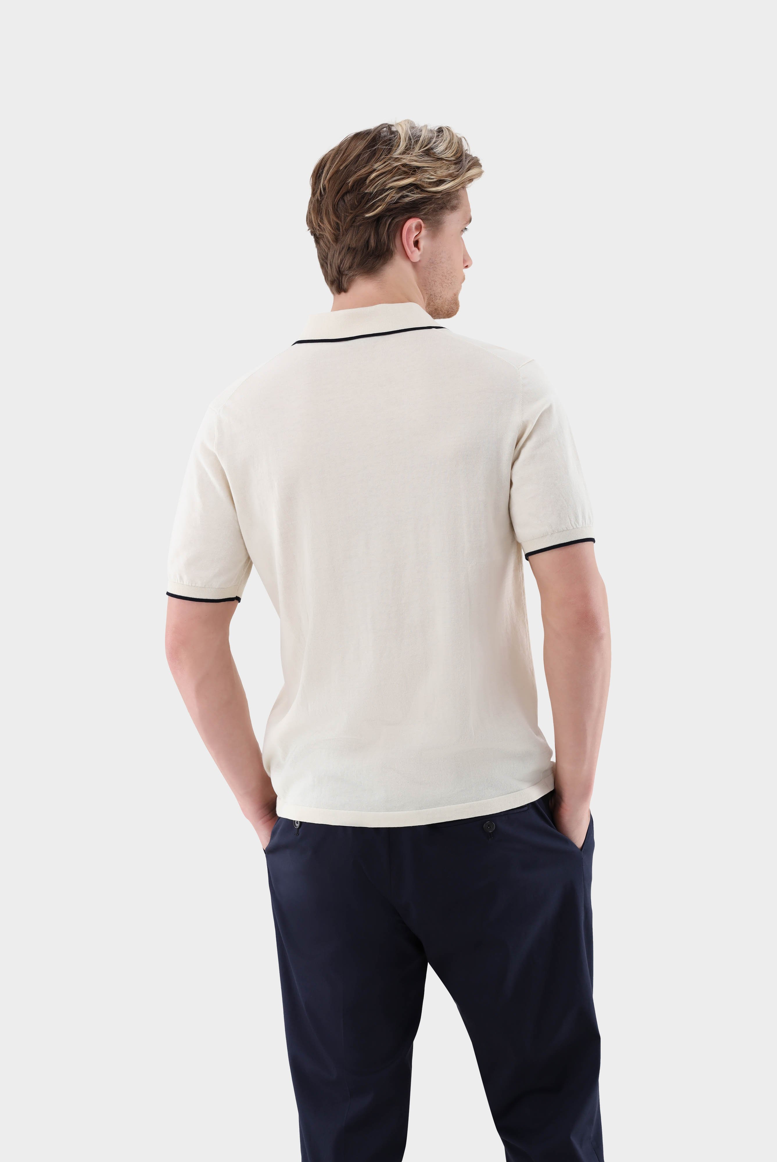 Poloshirts+Gestricktes Zip Polo Shirt aus Air Cotton+82.8647.S7.S00174.120.S