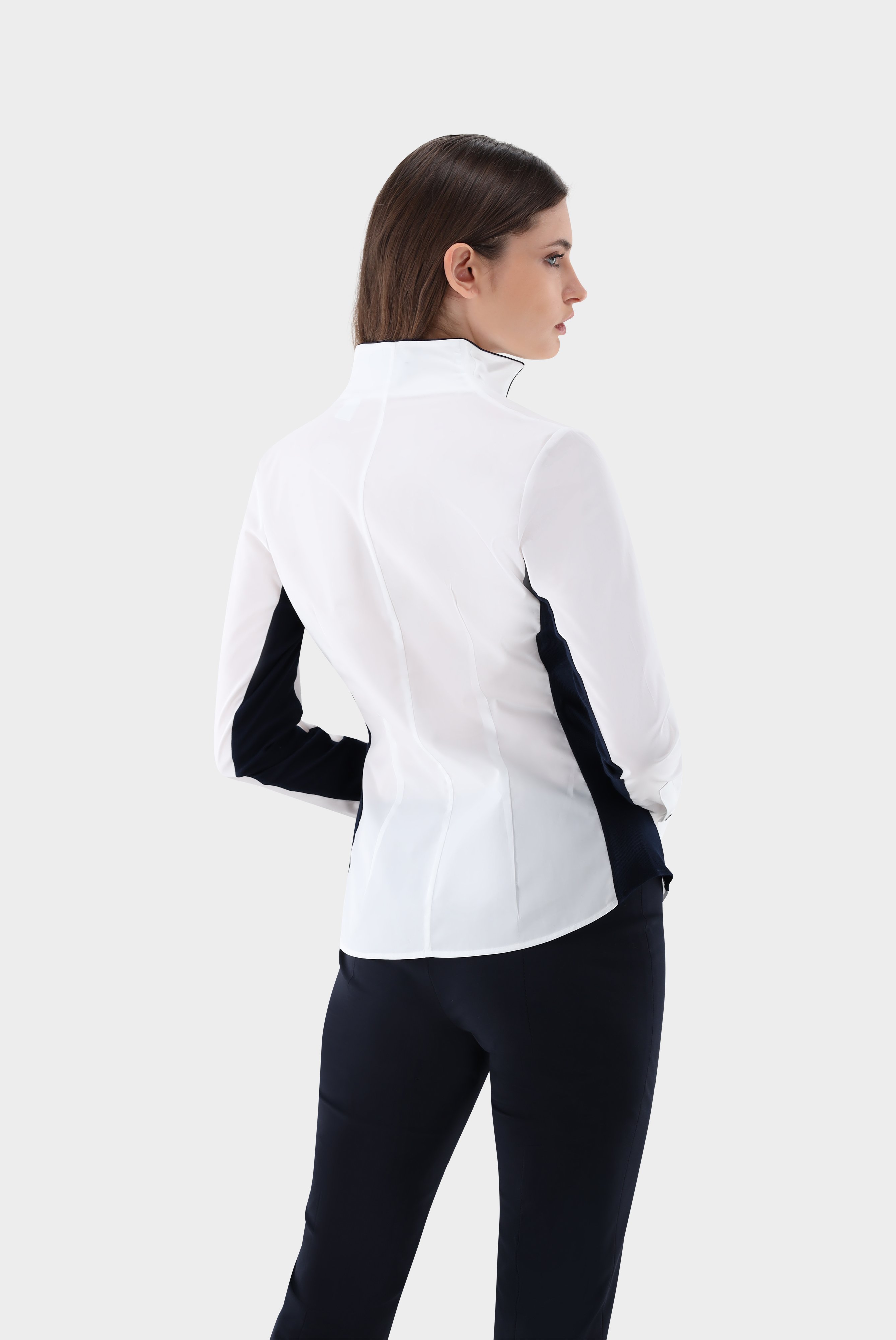 Business Blouses+Hybrid Chalice Collar Blouse with Side Jersey Insert+05.515R.2K.160049.007.36