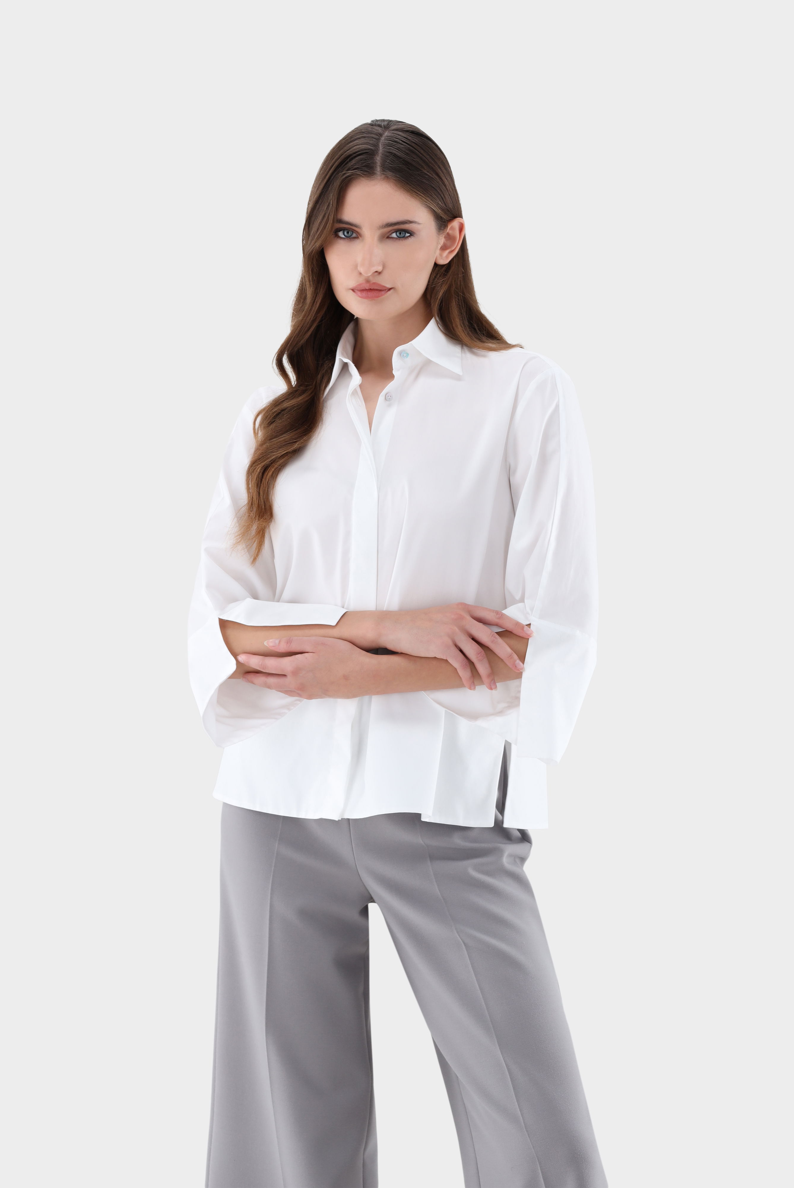 Hemdbluse mit Seitenschlitzen Boxy Fit