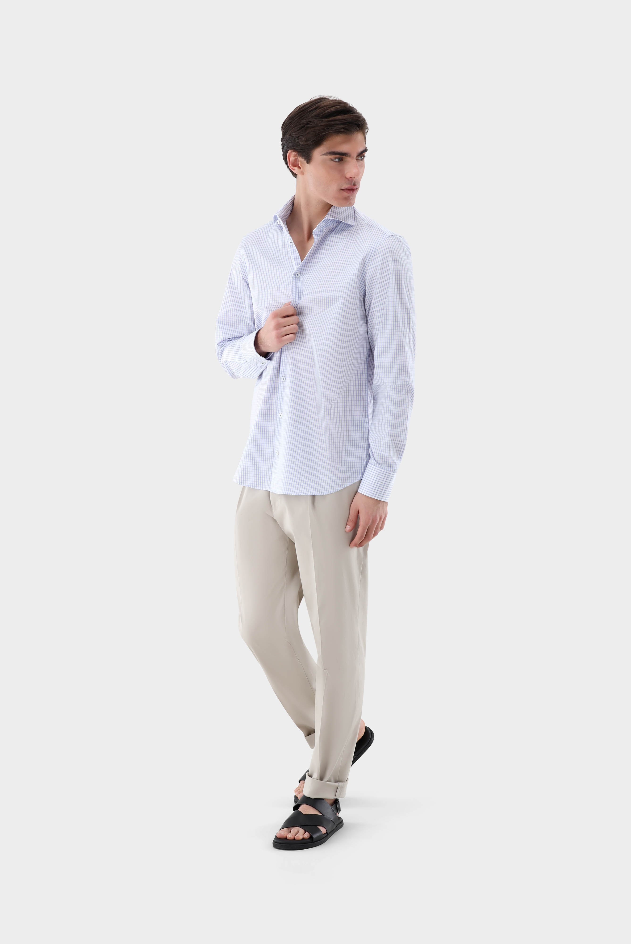 Business Shirts+Small-Checked Twill Business Shirt Tailor Fit+20.2020.AV.151046.730.38