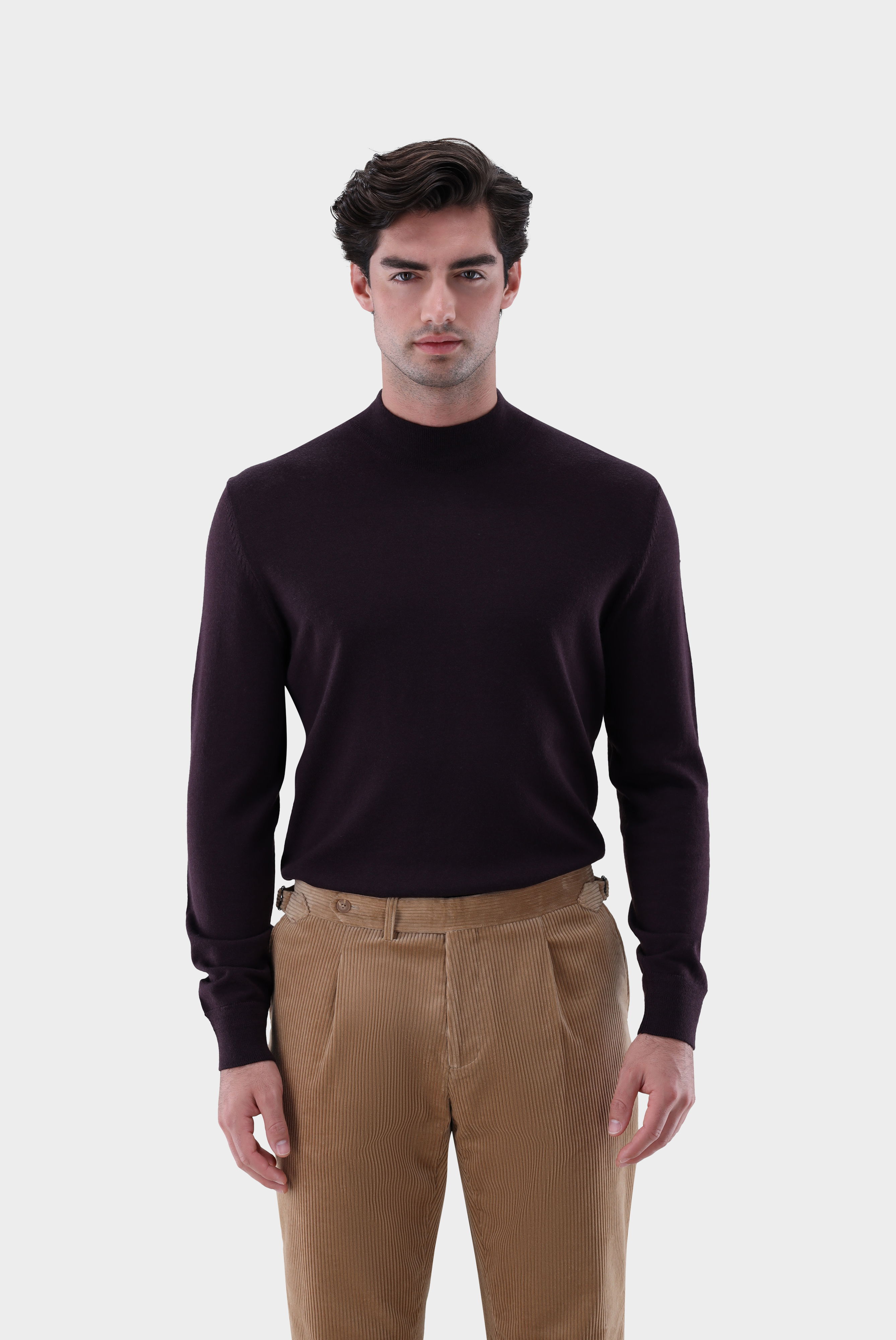 Stehkragenpullover aus Merzerisierter Merinowolle